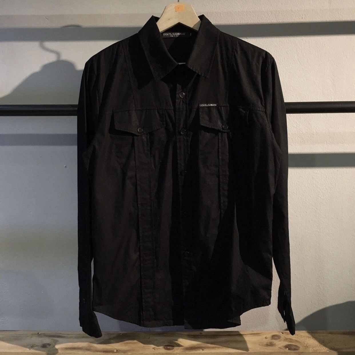 Dolce & Gabbana Dolce & Gabbana Black Long Sleeve Utility Shirt Size US M / EU 48-50 / 2 - 1 Thumbnail