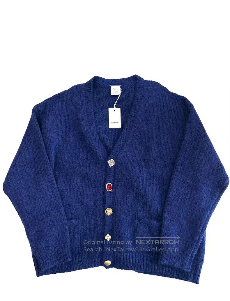 Vetements Vetements Blue Cardigan with Jewel Embellishments Size US M / EU 48-50 / 2 - 1 Thumbnail