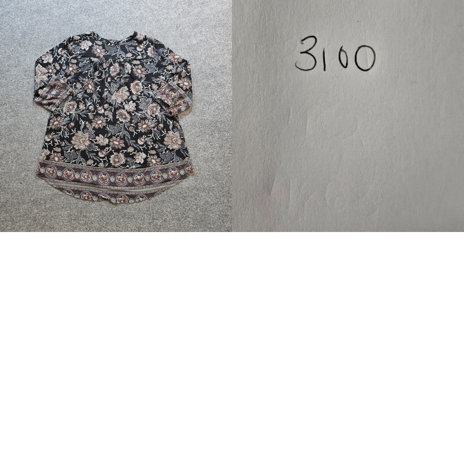 Lucky Brand Lucky Brand Top Womens 1X Black Floral V Neck 3/4 Sleeve Boho Casual Shirt Size XL / US 12-14 / IT 48-50 - 8 Thumbnail