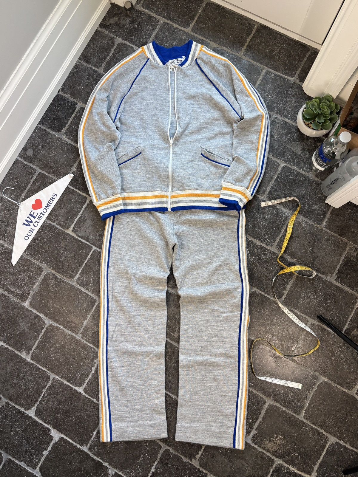 Vintage Vintage Tracksuit 2pc Two Piece Sweat Suit Pants 70s Large Size 42L - 2 Thumbnail
