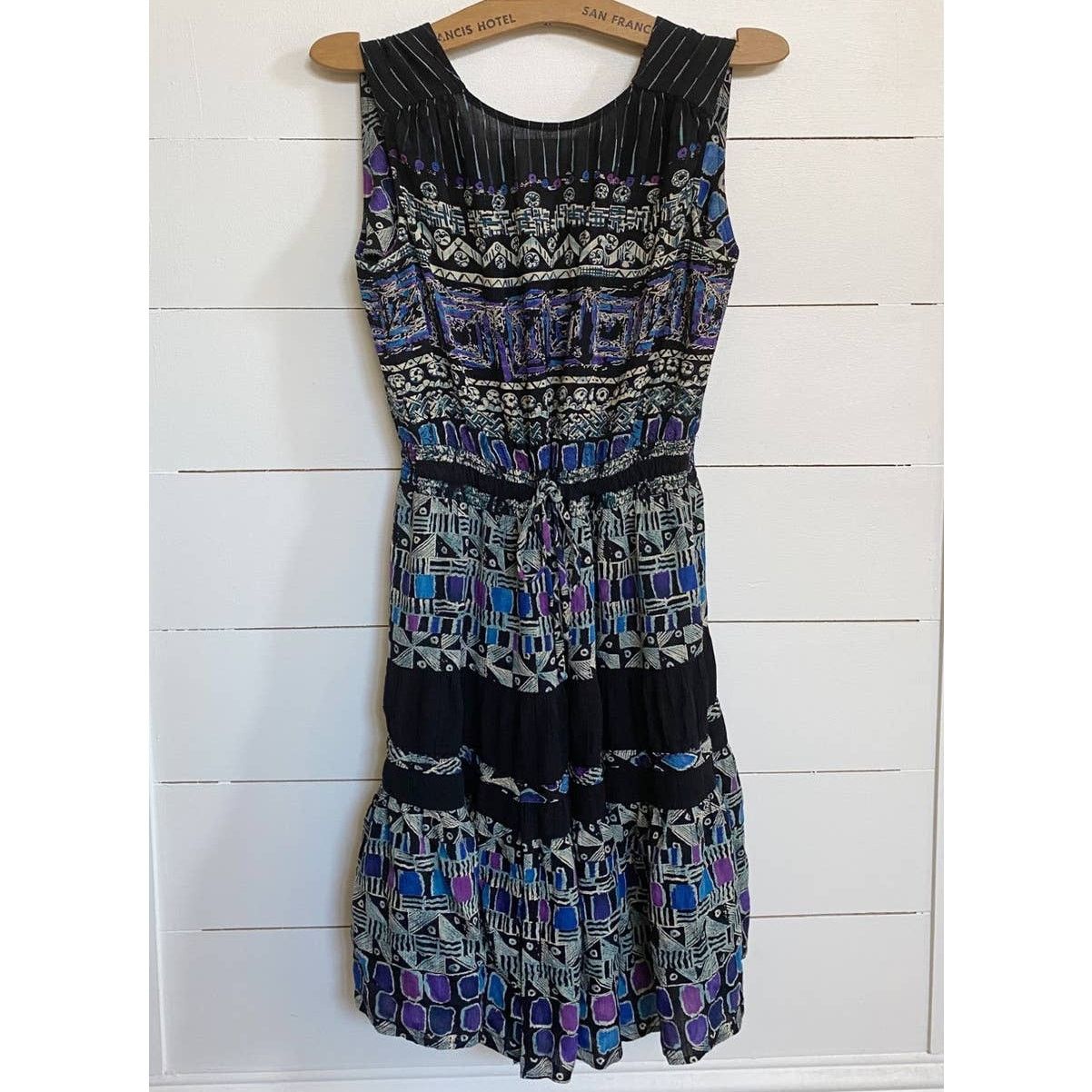 Vintage VTG Carole Little 90’s Graphic Design Flare Dress Stretch Size L / US 10 / IT 46 - 3 Thumbnail