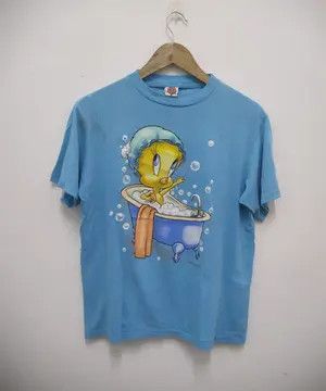 Vintage ​VINTAGE 1998 Looney Tunes Tweety Bird In Bathtub T-Shirt Size US M / EU 48-50 / 2 - 2 Thumbnail
