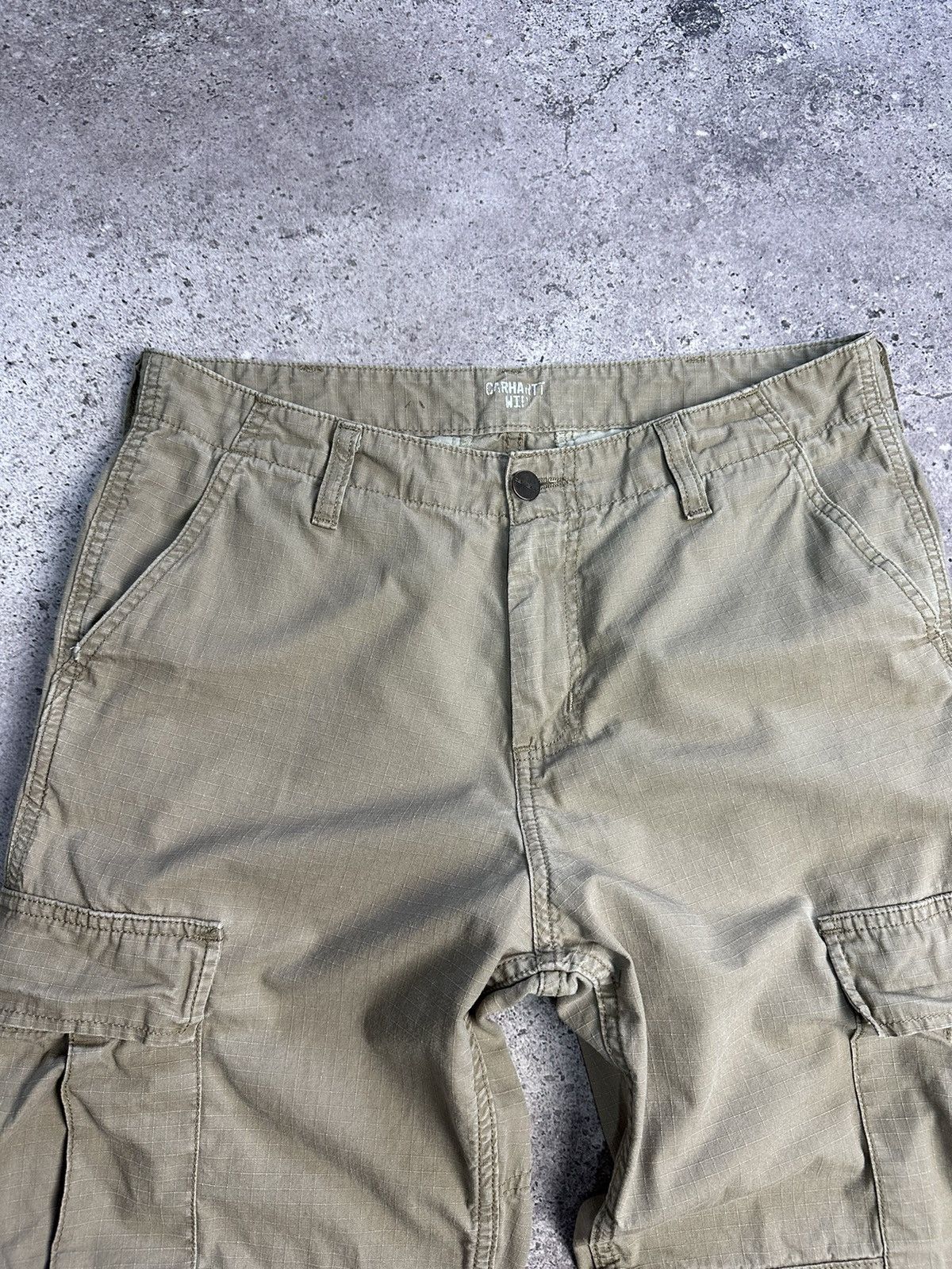 Carhartt × Vintage Vintage Carhartt Cargo Distressed Pants Faded Beige Y2K Size US 31 - 8 Thumbnail