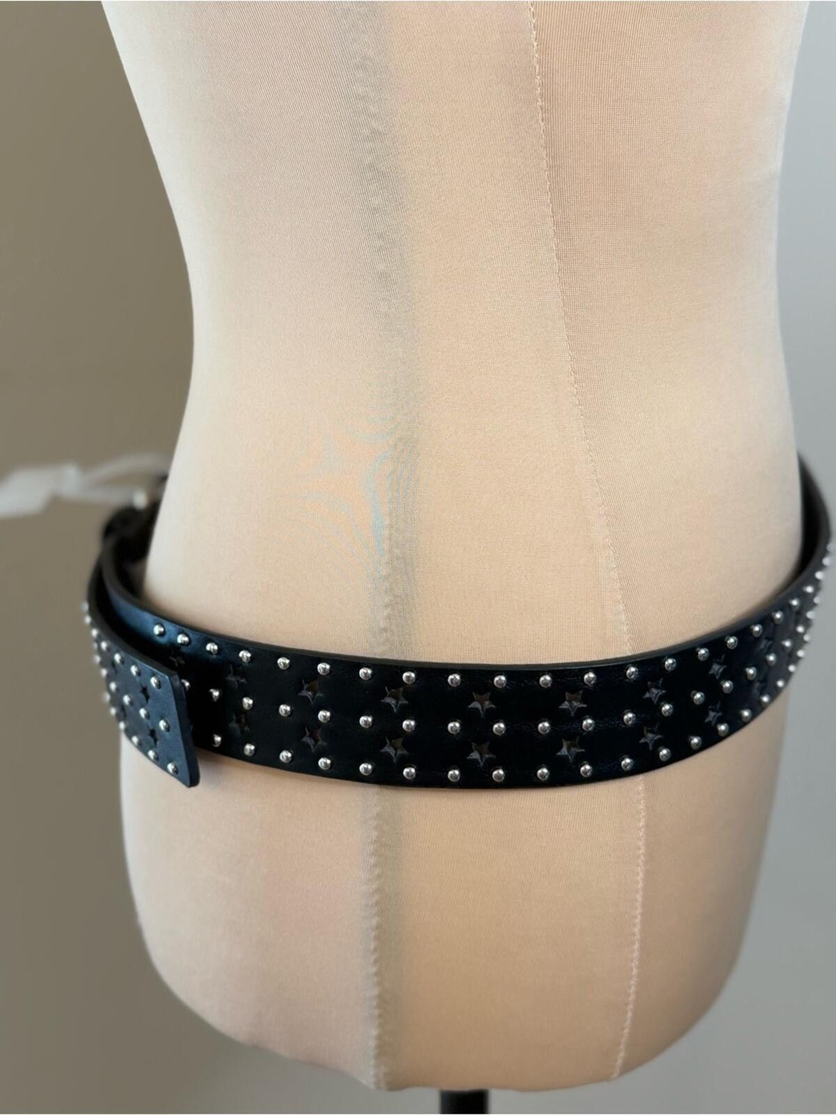 Other Faux leather black belt star cutout silver studs western 42” Size ONE SIZE - 3 Thumbnail