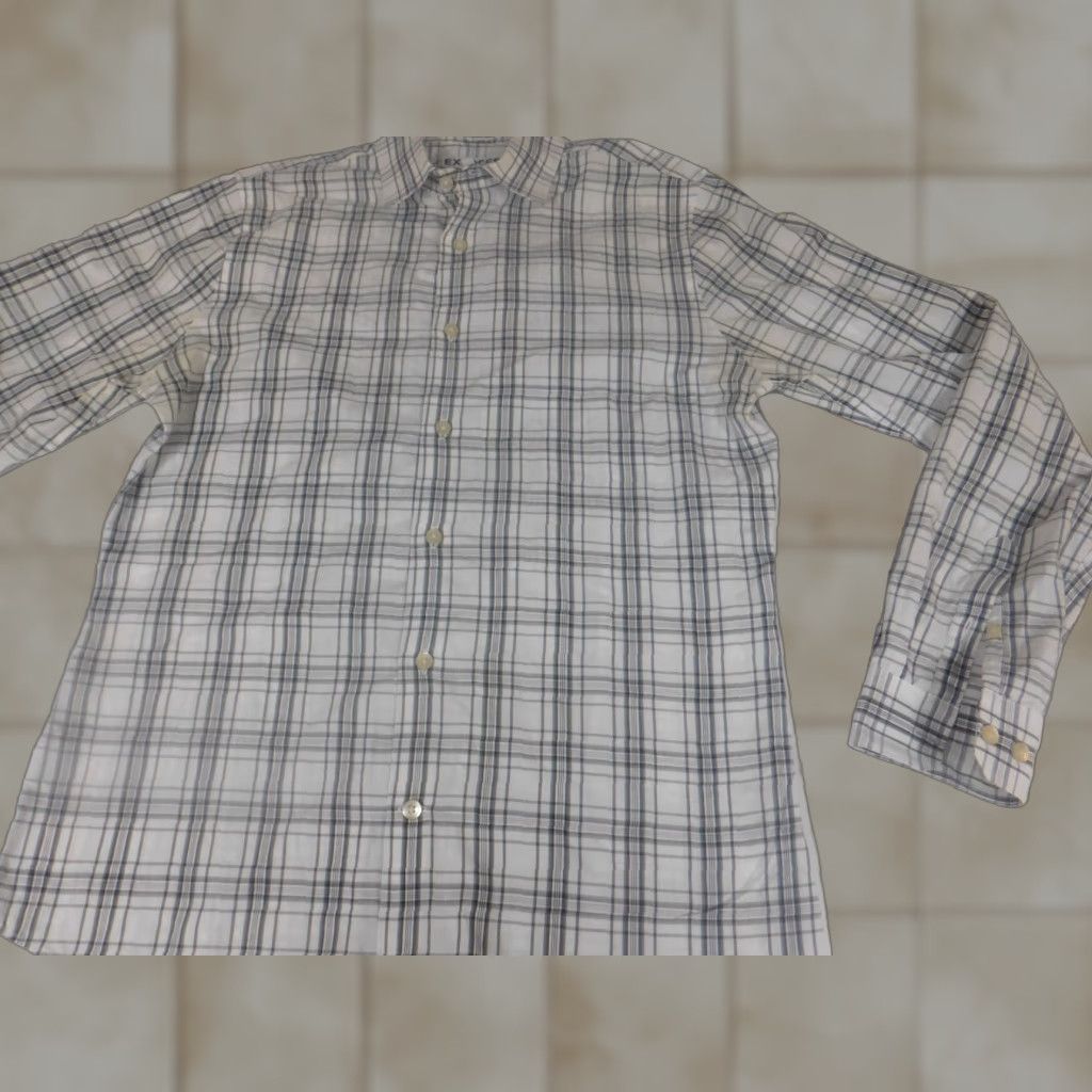 Express Express Mens Shirt Medium gray slim fit plaid Shirt Mens M Gray Plaid Slim Fit Button-Up Collared Long Sleeve Size US M / EU 48-50 / 2 - 1 Thumbnail