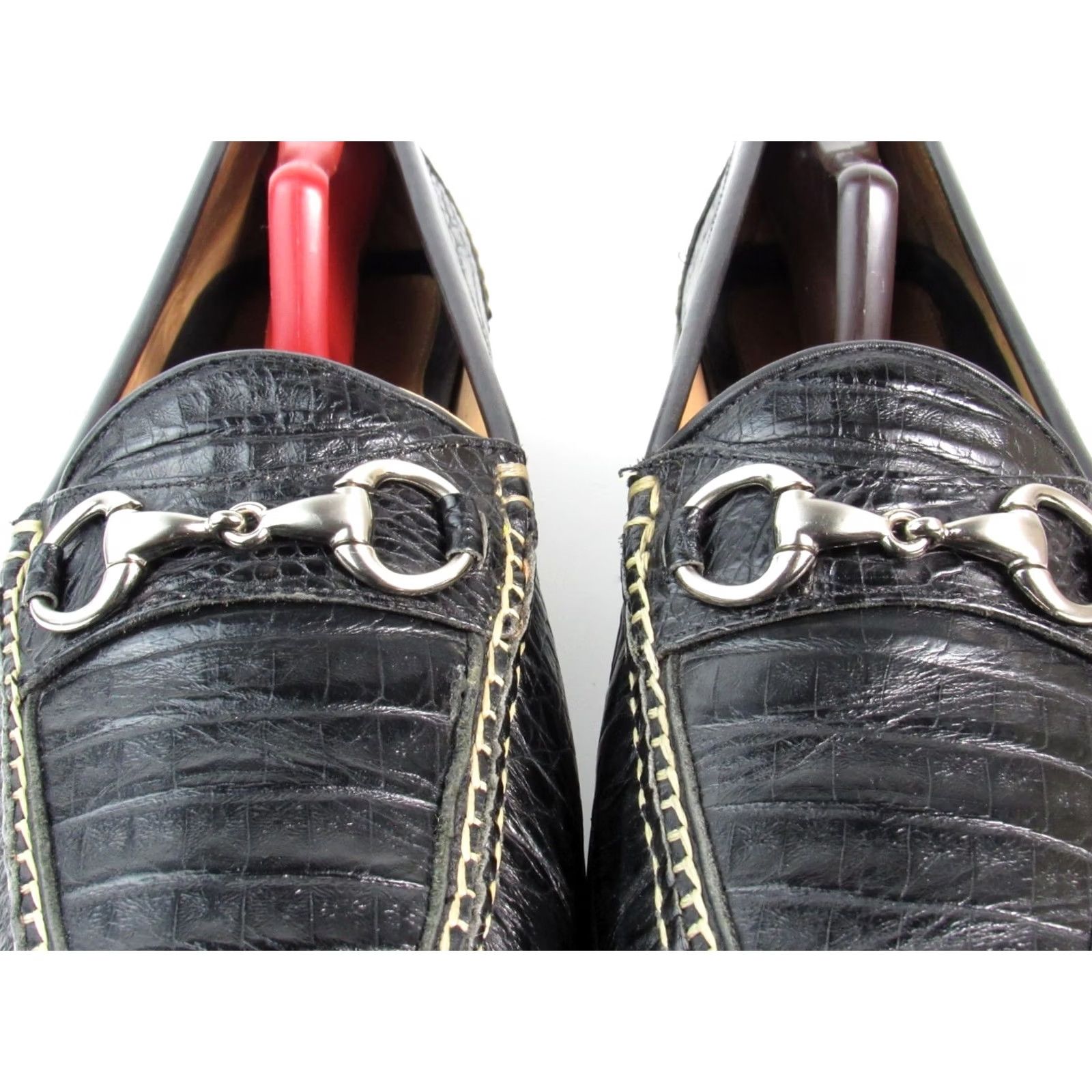 Vintage Martin Dingman Black Loafers Mens 11.5 Medium Casual Slip On Leather Alligator Grain Size US 11 / EU 44 - 2 Thumbnail