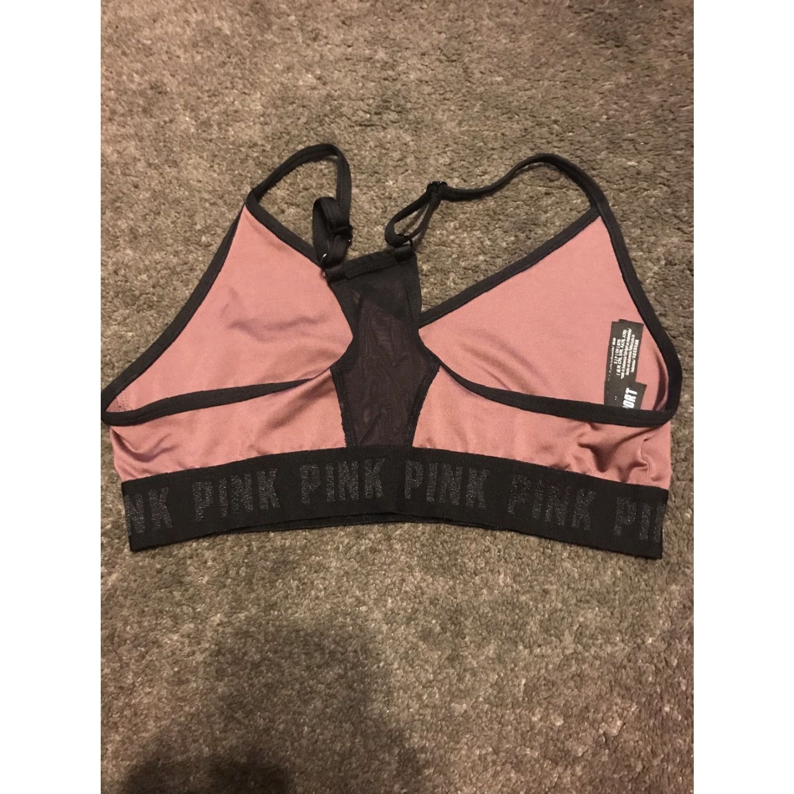 Pinko PINK Ultimate Lightly Lined Bra Sport Racerback Pullover Small Pink Logo Belt Womens Size ONE SIZE - 2 Thumbnail