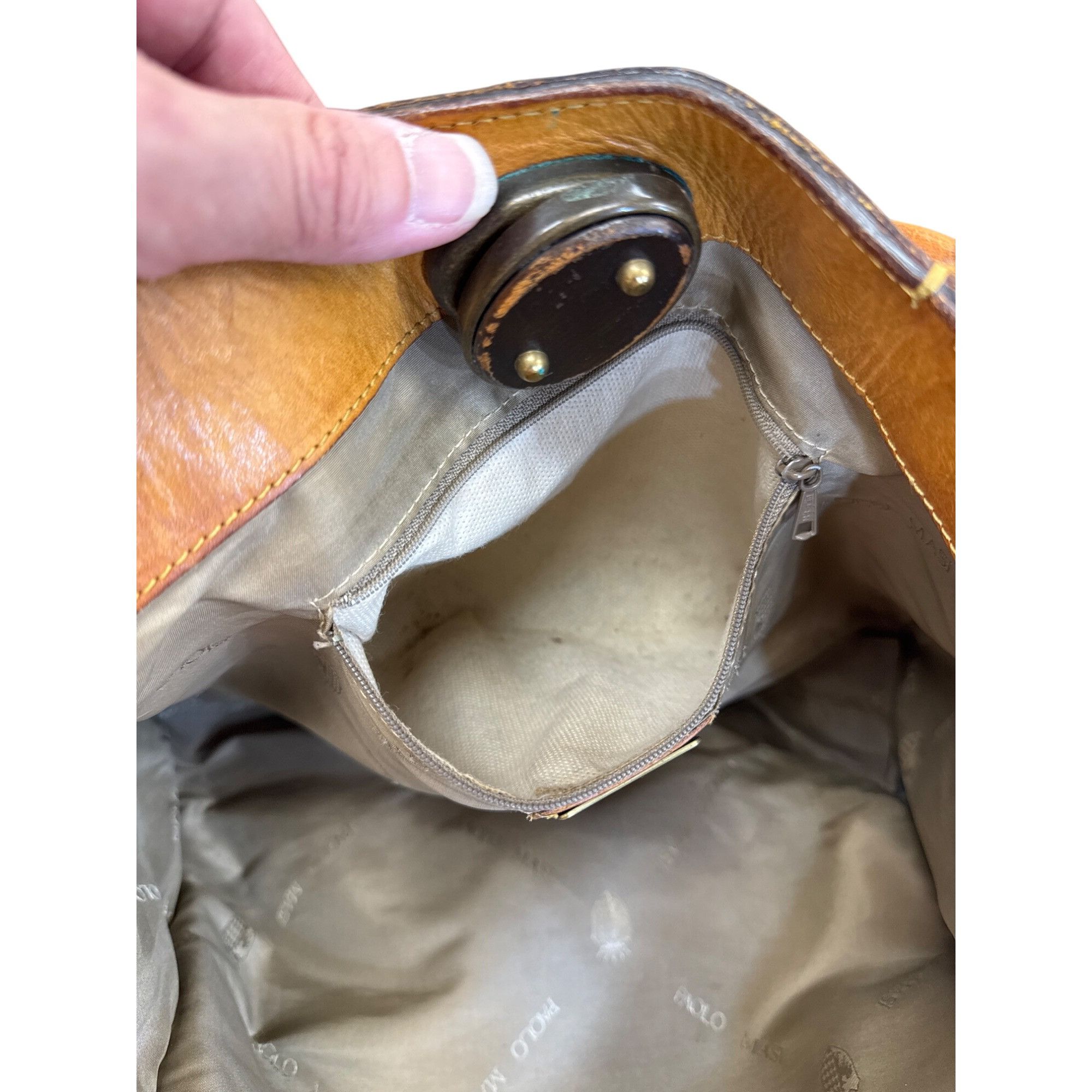 Designer Paolo Masi Womens brown Vintage Leather Shoulder Handbag SKU Size ONE SIZE - 13 Thumbnail