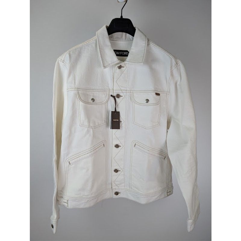 Tom Ford o1rshd1 Iconic Denim Jacket in Off-White Size US XL / EU 56 / 4 - 8 Thumbnail