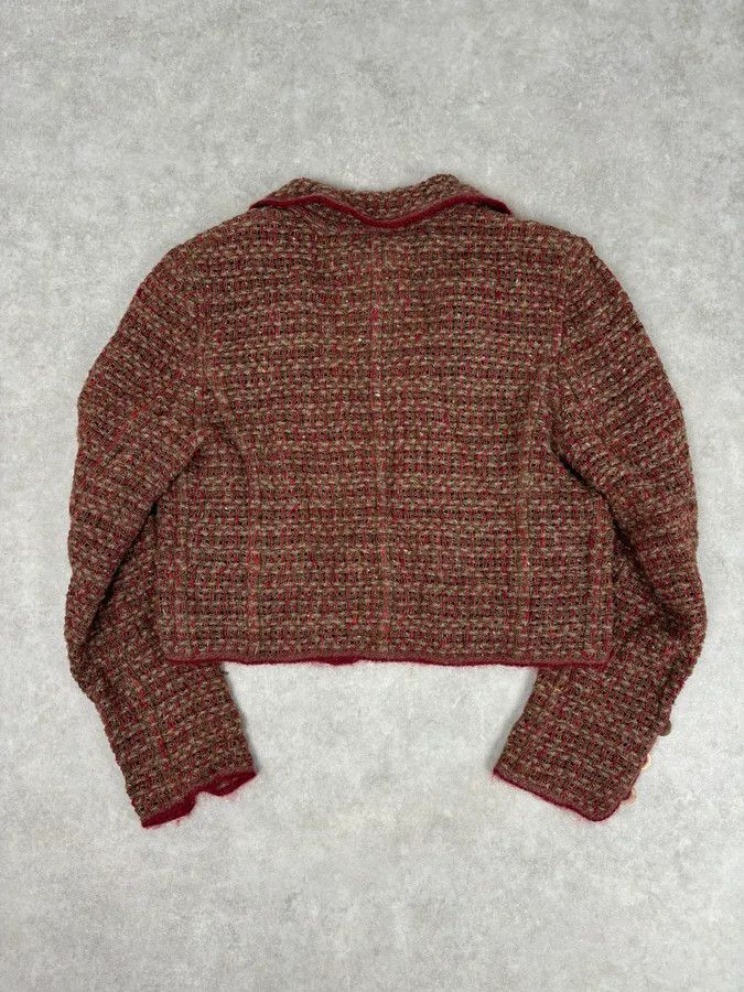 Chanel Chanel Burgundy Wool Tweed Contrast Trim Blazer Size S / US 4 / IT 40 - 5 Thumbnail