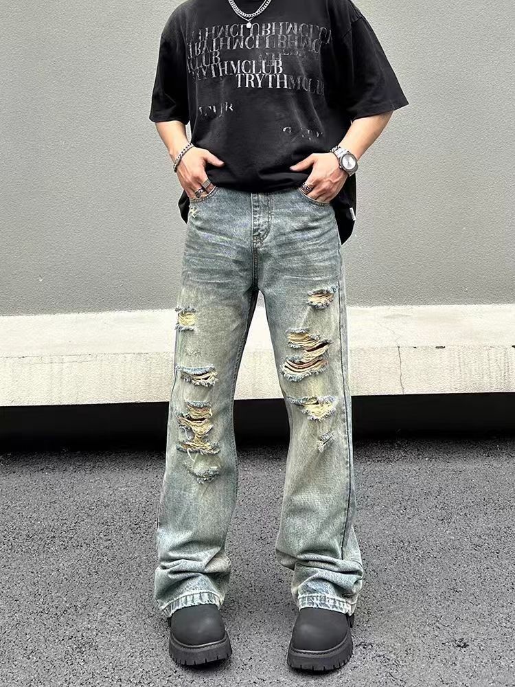 Japanese Brand × Jean Hip hop vintage washed and distressed ripped jeans Size US 30 / EU 46 - 1 Thumbnail
