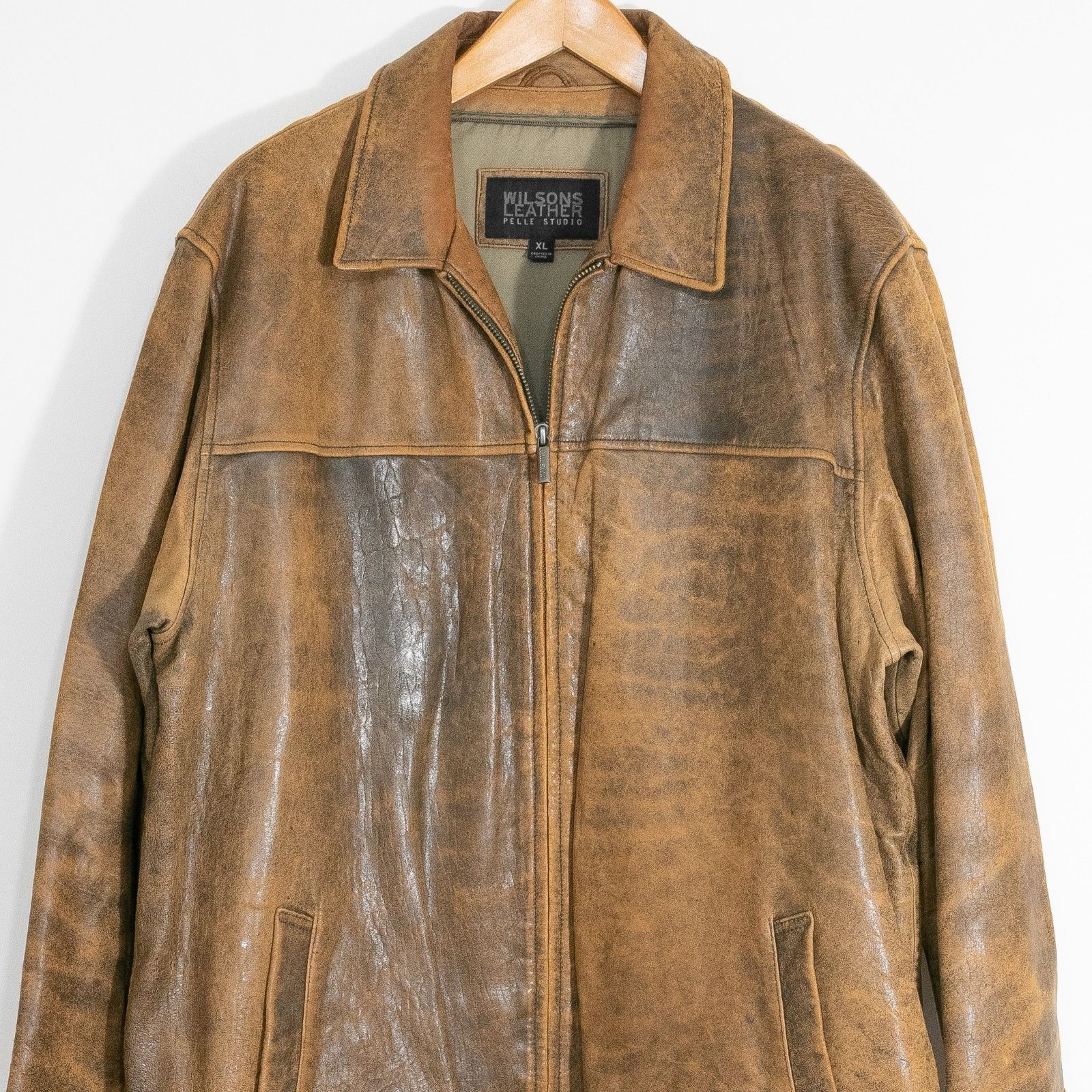 Wilsons Leather Vintage Wilsons Leather Brown Leather Jacket Mens XL Patina Size US XL / EU 56 / 4 - 3 Thumbnail