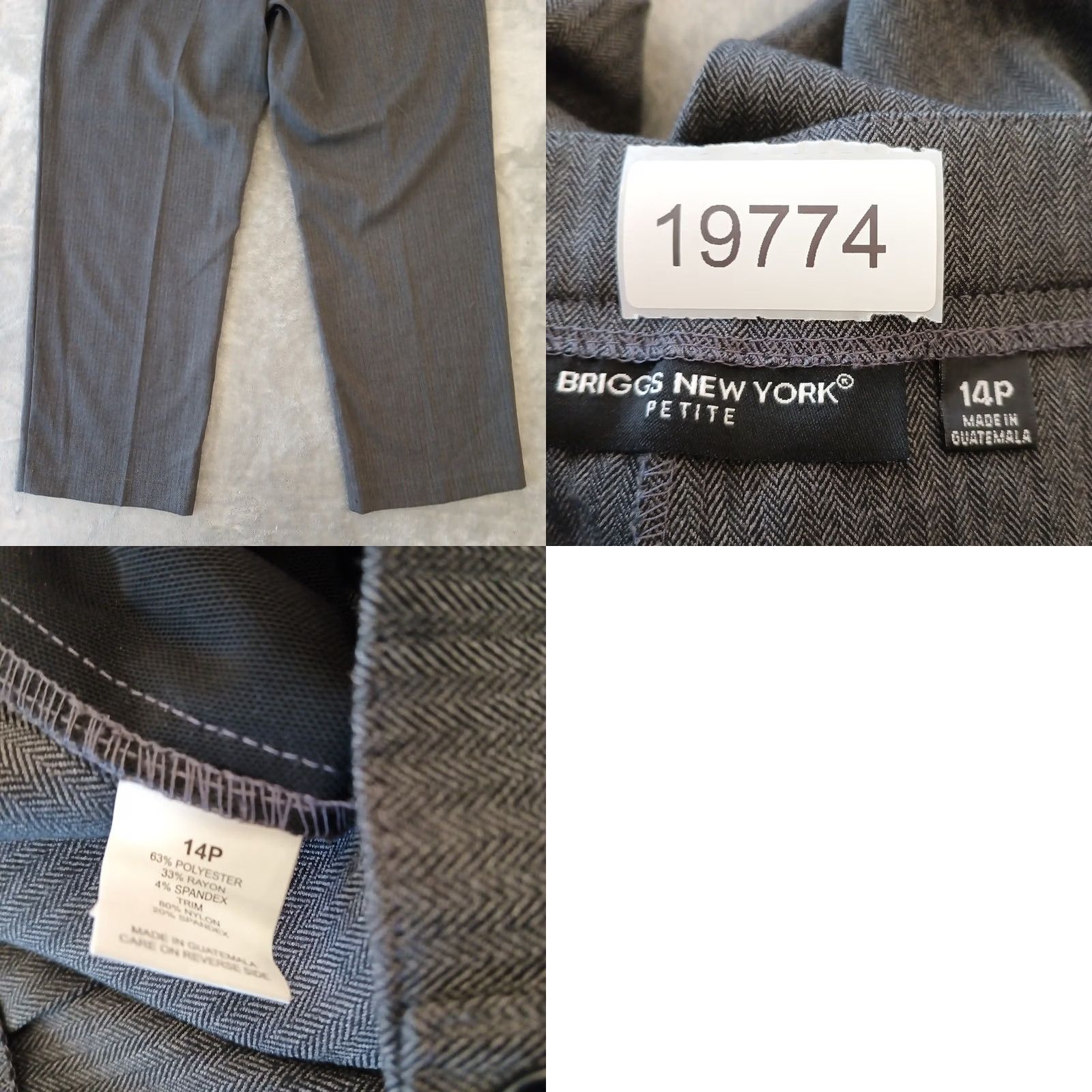 Vintage Briggs New York Womens Pants Dress Pants 14P Gray Herringbone 34x28.5 High Rise Petite Straight Womens Size 36" / US 14 / IT 50 - 8 Thumbnail