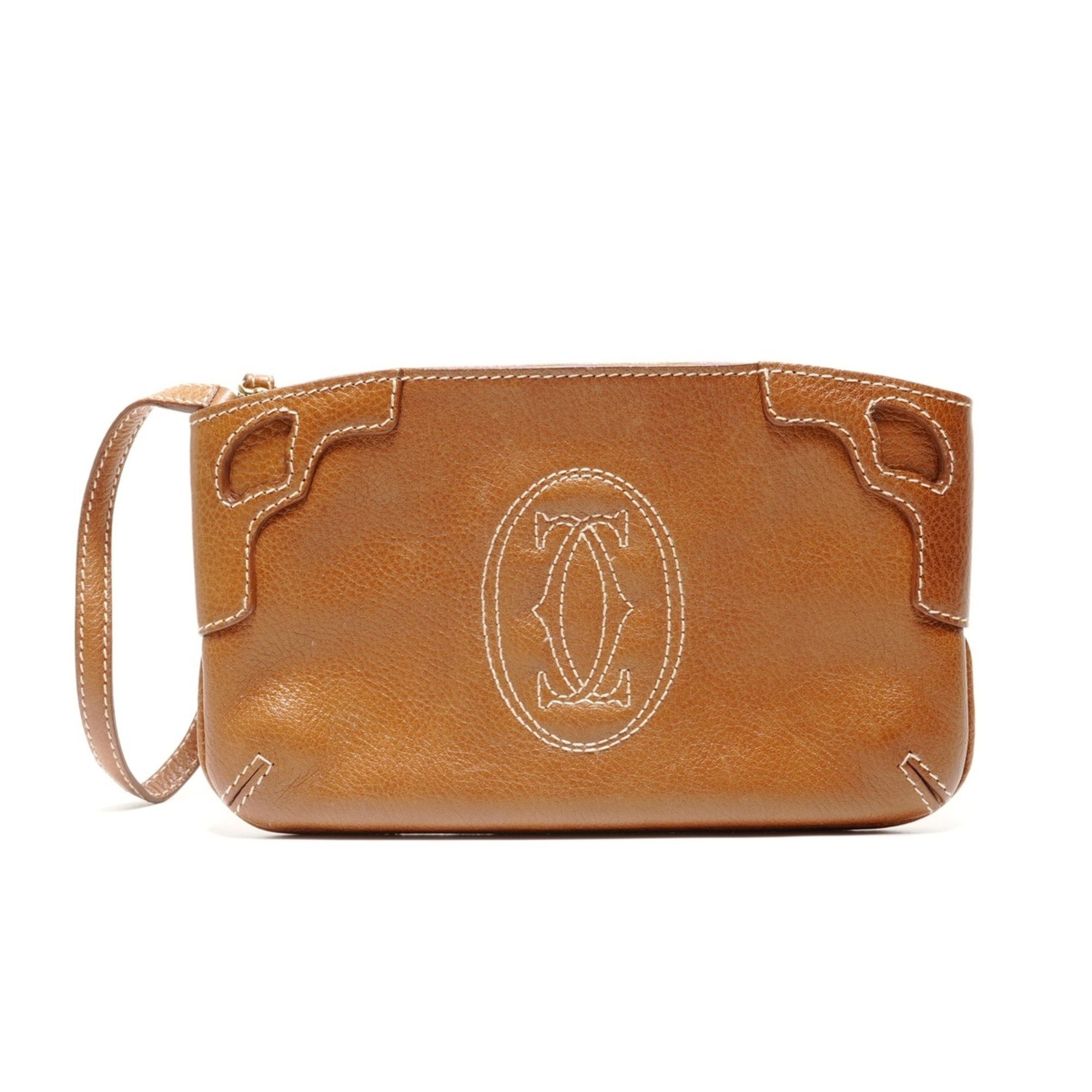 Cartier Cartier Marcello de Pouch Handbag in Brown Leather Size ONE SIZE - 1 Thumbnail