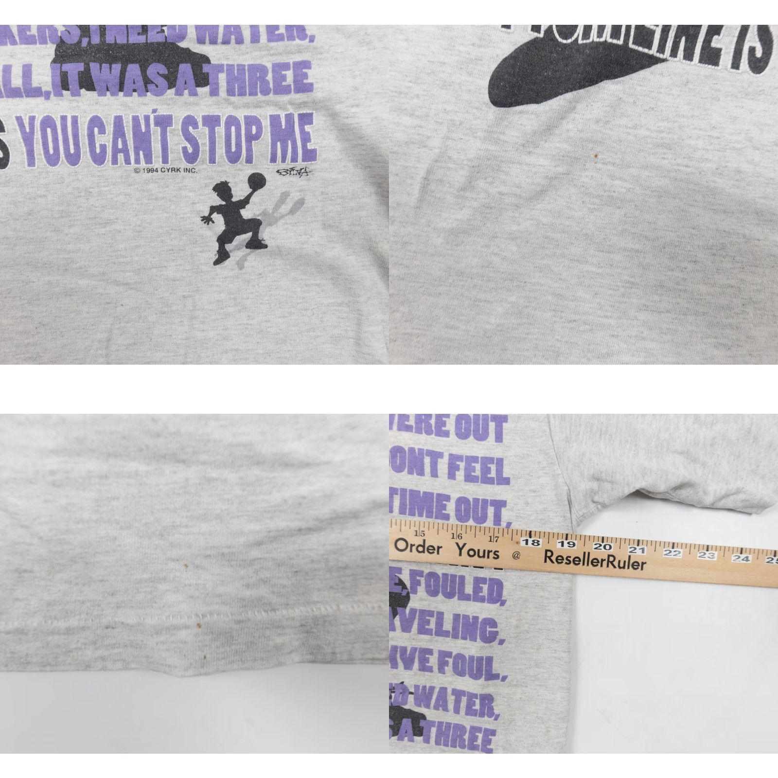 Vintage VINTAGE CYRK No Excuses Basketball Shirt Adult Medium Gray 90s Graphic Tee Mens Size US M / EU 48-50 / 2 - 8 Thumbnail
