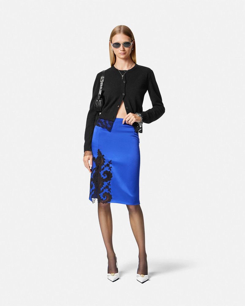 Versace o1y0226 Midi Skirt in Blue/Black Size 27" / US 4 / IT 40 - 5 Thumbnail