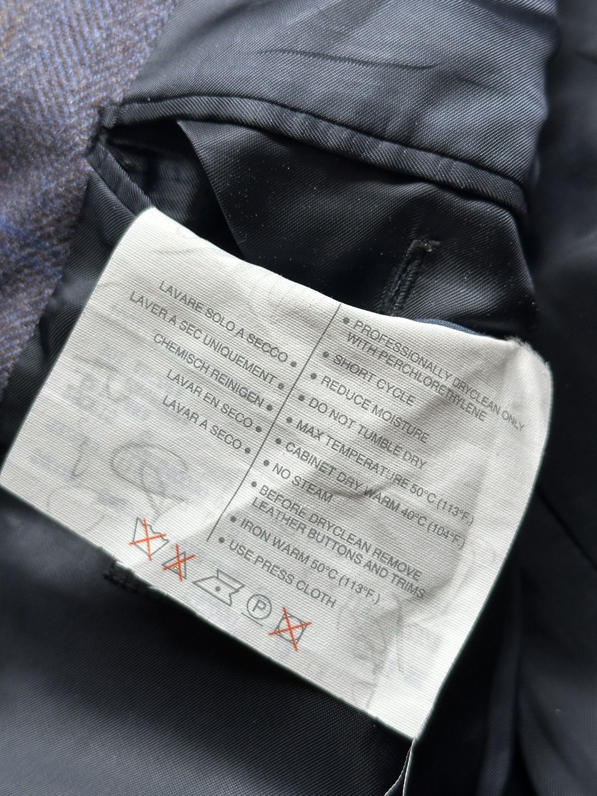 Ermenegildo Zegna Ermenegildo Zegna Mens 52 Blazer Jacket Check Tweed Blue Size 50L - 9 Thumbnail