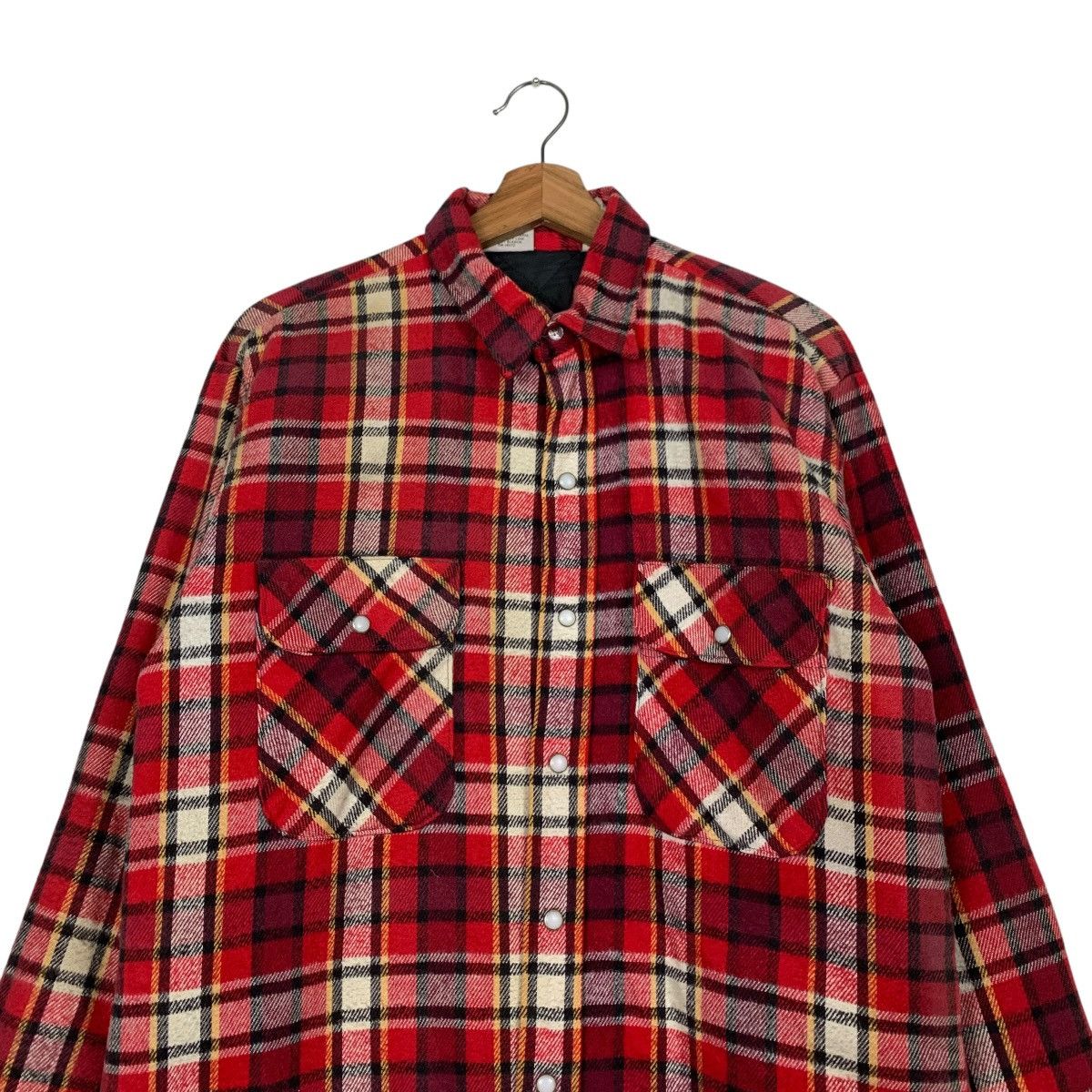 Flannel 90's FIVE BROTHER Red Checked Work Flannel Jacket #2253-C100 Size US M / EU 48-50 / 2 - 2 Thumbnail