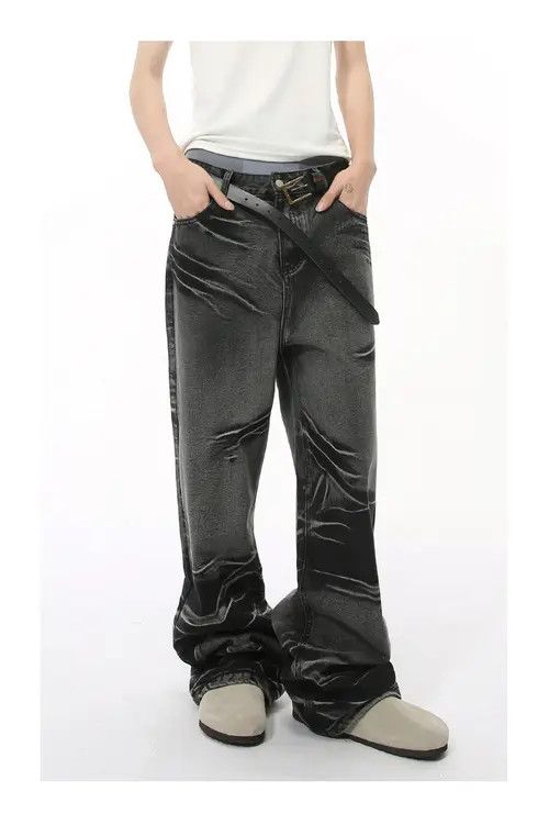 Hypebeast × Japanese Brand × Jean High street tie-dye fashion straight casual jeans Size US 32 / EU 48 - 2 Thumbnail