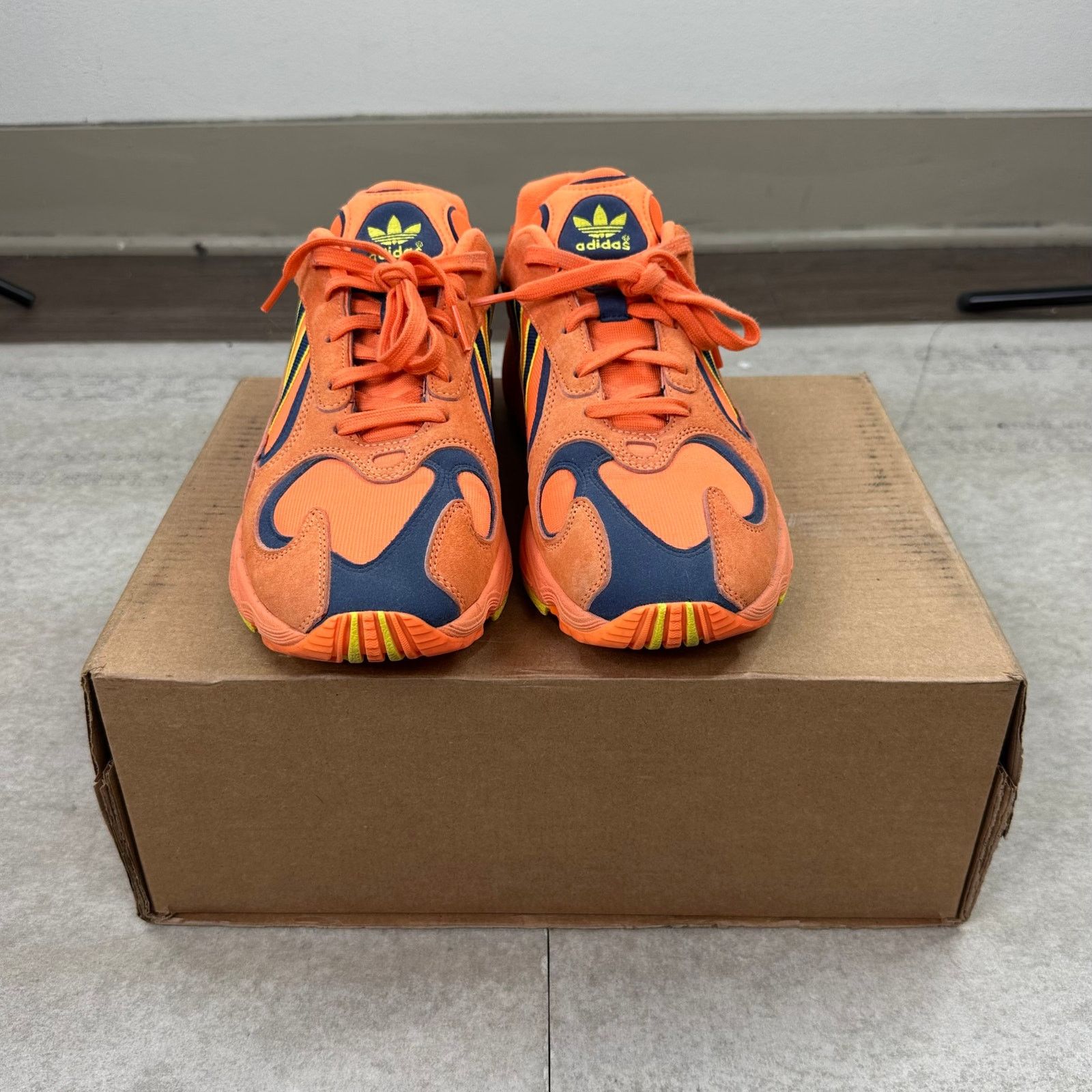 Adidas Yung Hi Res Orange Low Top Shoes Navy Blue Mens 10