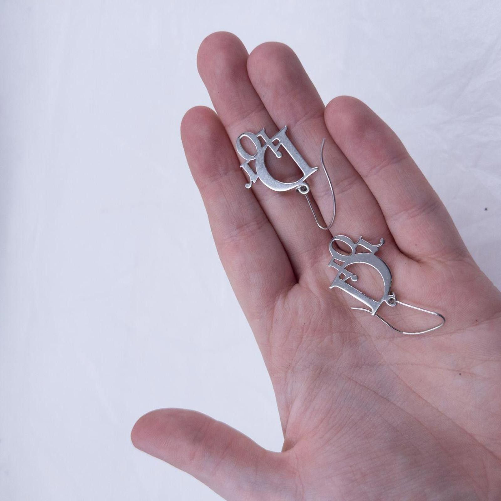 Dior Vintage 2000s Dior Silver Logo Earrings Size ONE SIZE - 5 Thumbnail