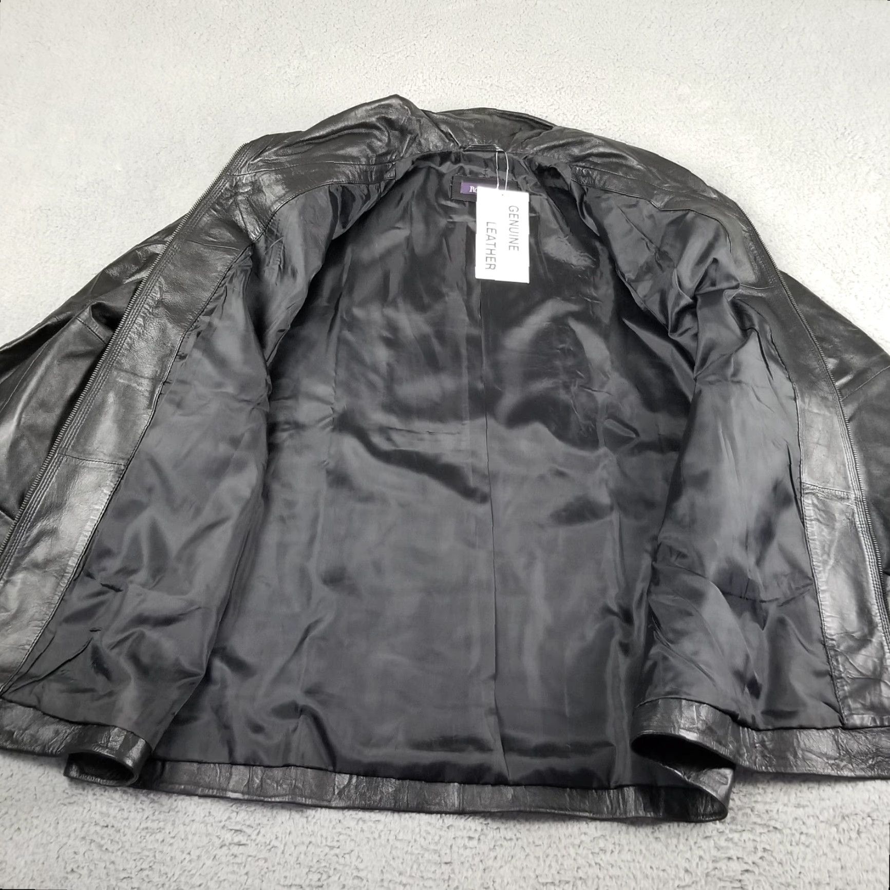 Vintage Roaman's Jacket Genuine Leather A-line Coat 18W 1X Plus Size Black NWT Motorcycle Outdoor Leather Jacket with Front Zipper Genuine leather jacket Size XXL / US 16-18 / IT 52-54 - 5 Thumbnail