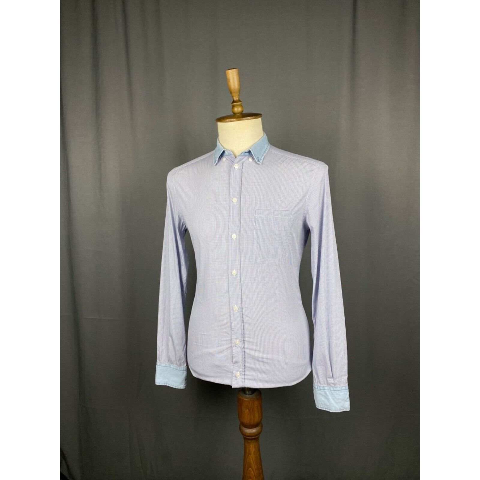 Dolce & Gabbana Dolce&Gabbana Brad Line Men's Blue Longsleeve Shirt Size 39/ Size US M / EU 48-50 / 2 - 2 Thumbnail