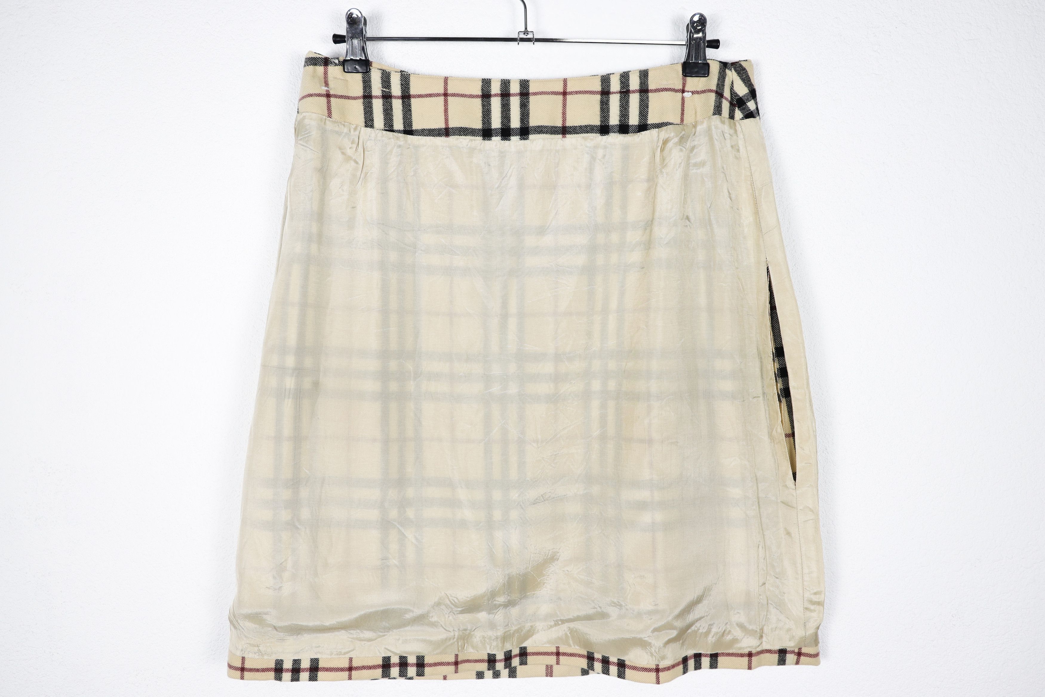 Burberry × Burberry Prorsum Vintage Burberry Beige Check Wool Skirt 90s Size 36" / US 14 / IT 50 - 8 Thumbnail