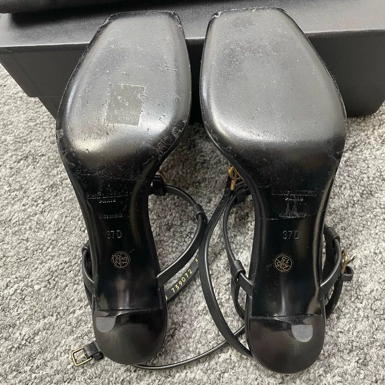 Saint Laurent Paris Saint Laurent Paris Leather gold-tone monogrammed square-t Size US 6.5 / IT 36.5 - 4 Thumbnail