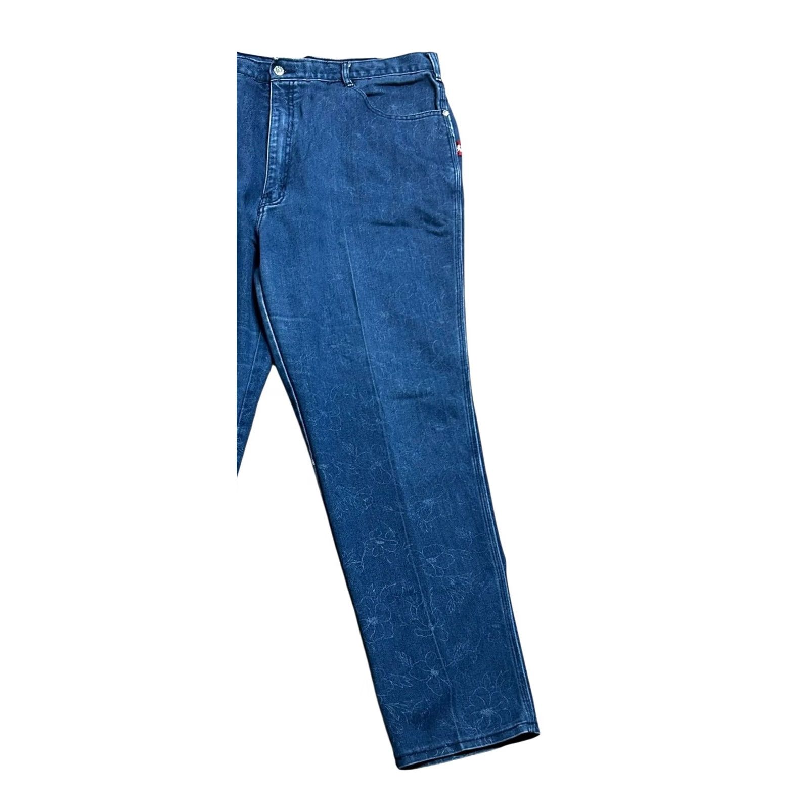 Denime VINTAGE Braxton Women's Jeans 80s Floral Dark Wash Denim Sz 38 Blue 5-Pocket Comfort Stretch Straight Size 26" / US 2 / IT 38 - 3 Thumbnail