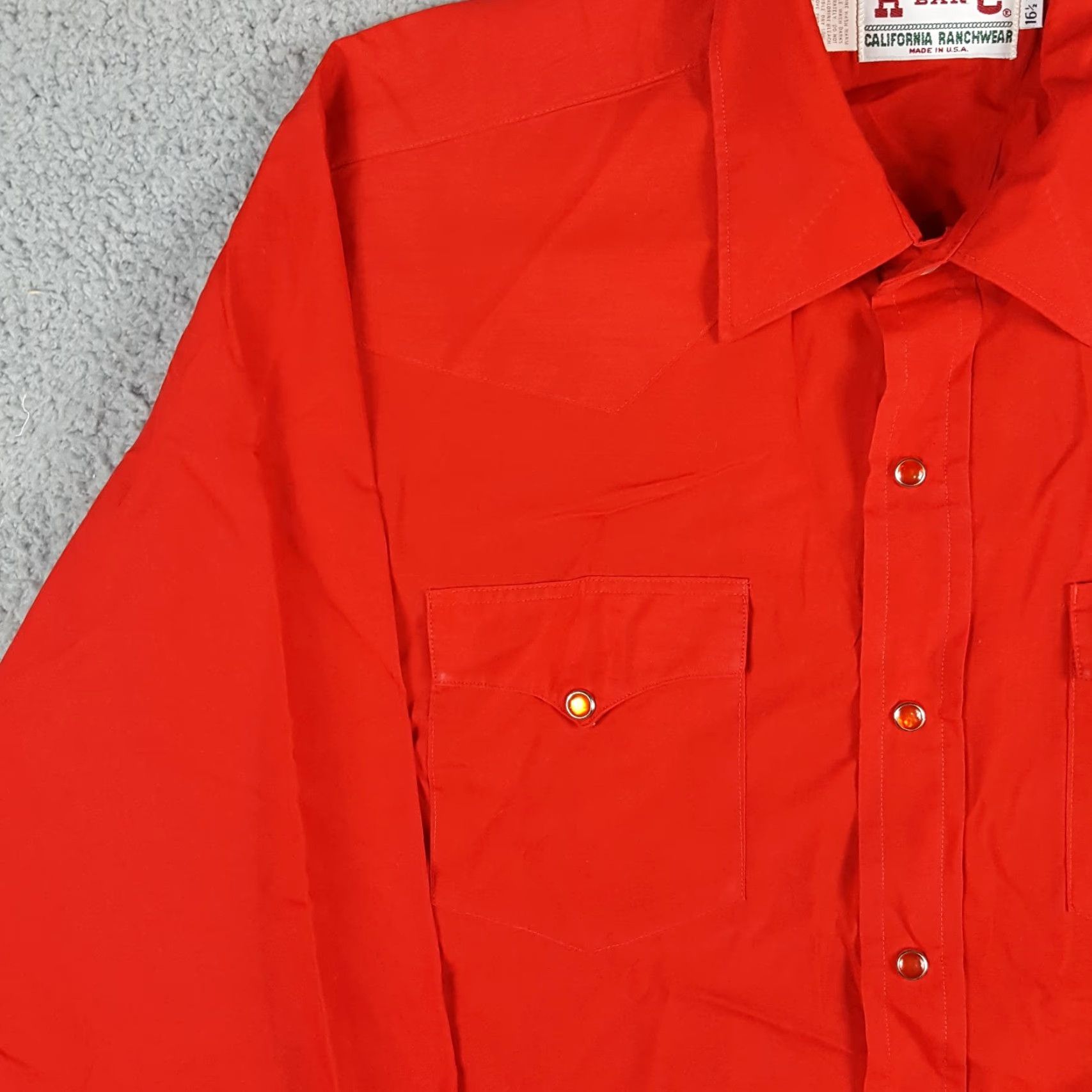 Vintage VINTAGE H Bar C Ranchwear Western Pearl Snap Shirt 70s Rockabilly Size 16 1/2 Red Cotton Polyester Shirt Size US L / EU 52-54 / 3 - 6 Thumbnail