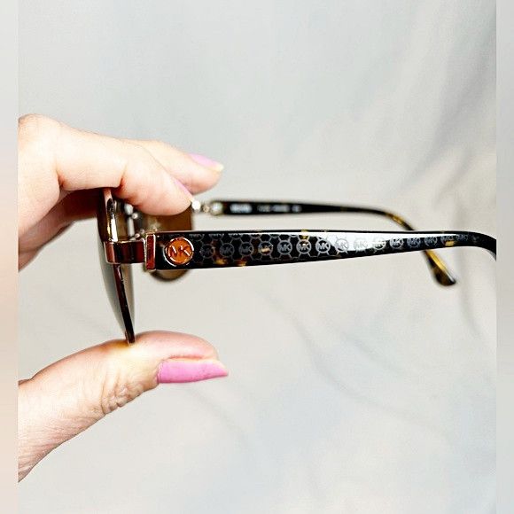 Michael Kors Michael Kors Tunisia Brown Gold Metal Tortoise Sunglasses Size ONE SIZE - 6 Thumbnail