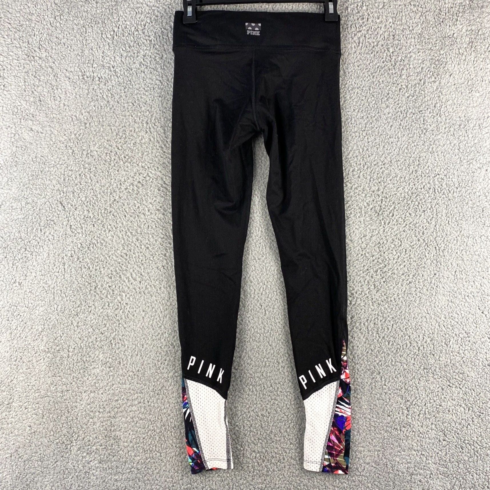 Vintage Victoria's Secret PINK Leggings - Women's XS Black Elastic Waist Jegging Activewear 39-29 Cross Theme Size 26" / US 2 / IT 38 - 7 Thumbnail