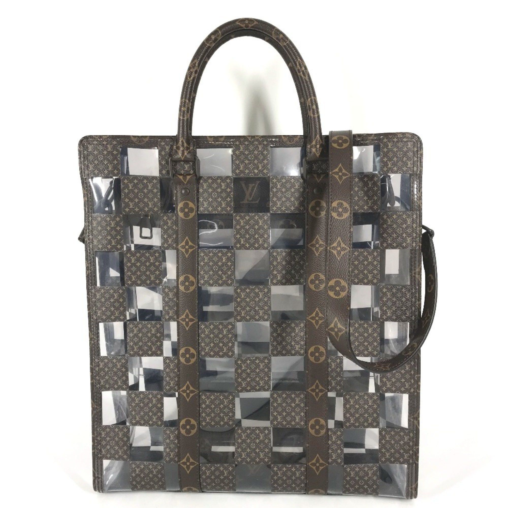 Louis Vuitton M20866 Monogram Chess Sac Plat 2Way Bag, Crossbody Shoulder Tote Handbag, Canvas, Vinyl, Men's, Women's, Brown