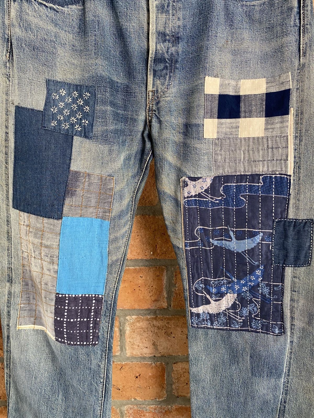 Handmade × Japanese Brand Indigo Patchwork Jeans Size US 36 / EU 52 - 16 Thumbnail