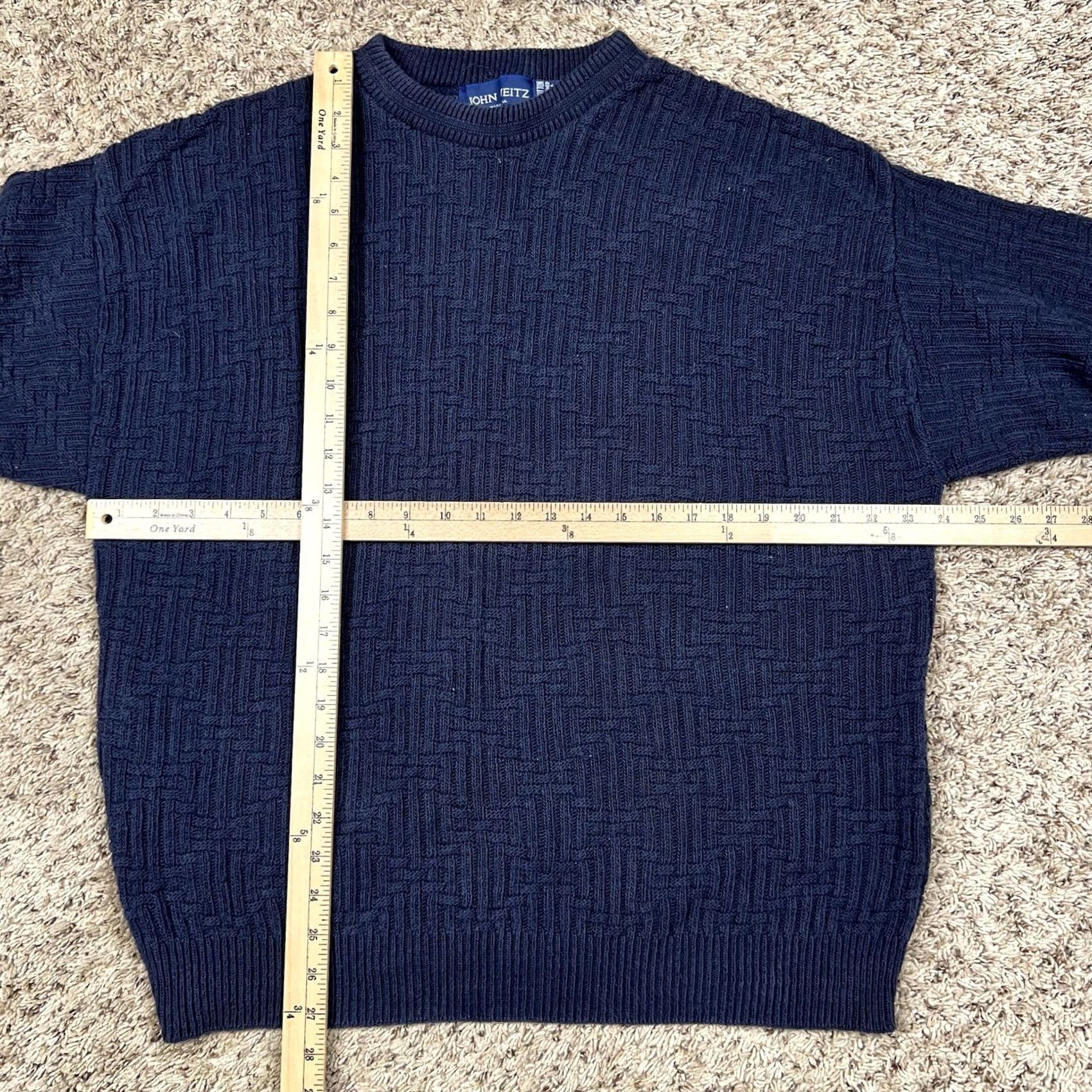 Vintage VINTAGE John Weitz Heavyweight Sweater Mens Large Blue Pullover Sweater 90s Classic Knit Cotton Ret Size US L / EU 52-54 / 3 - 6 Thumbnail