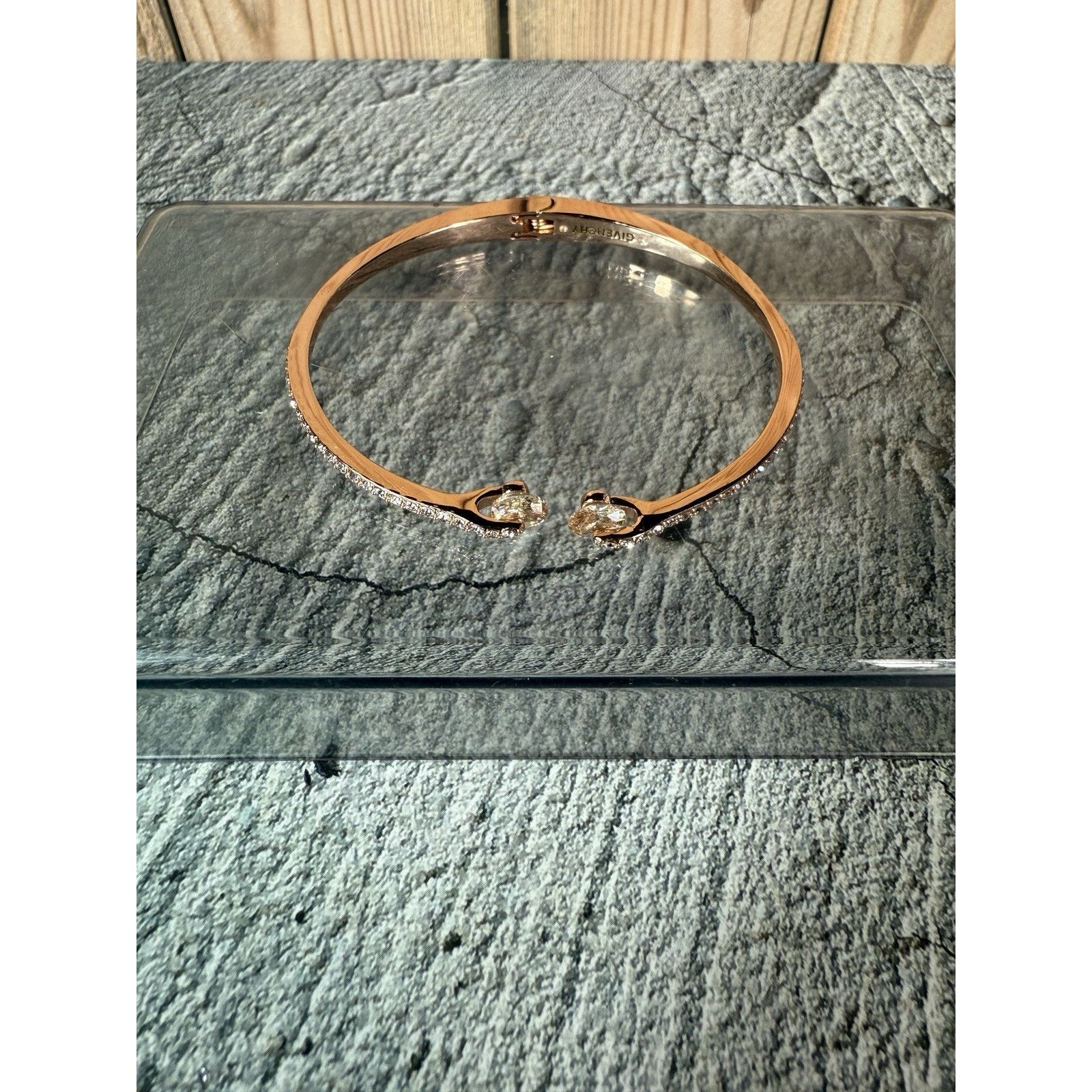 Givenchy Givenchy Rose Gold Floating Stone Cuff Hinge Bracelet 7-8" Size ONE SIZE - 10 Thumbnail