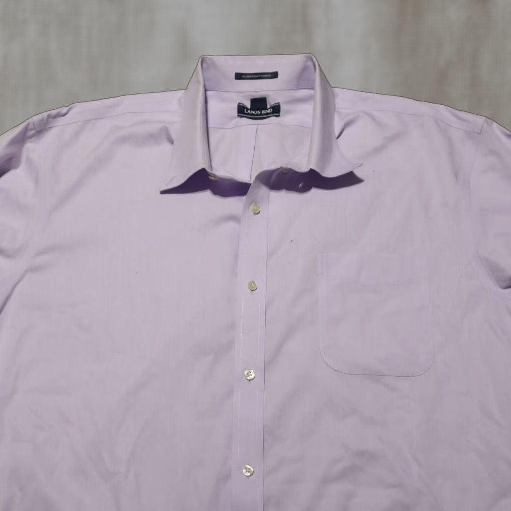 Lands' End Lands' End Shirt Button-Up Long Sleeve Men Purple Plaid 17.5 34 Tailored Fit Cotton Size US XL / EU 56 / 4 - 1 Thumbnail