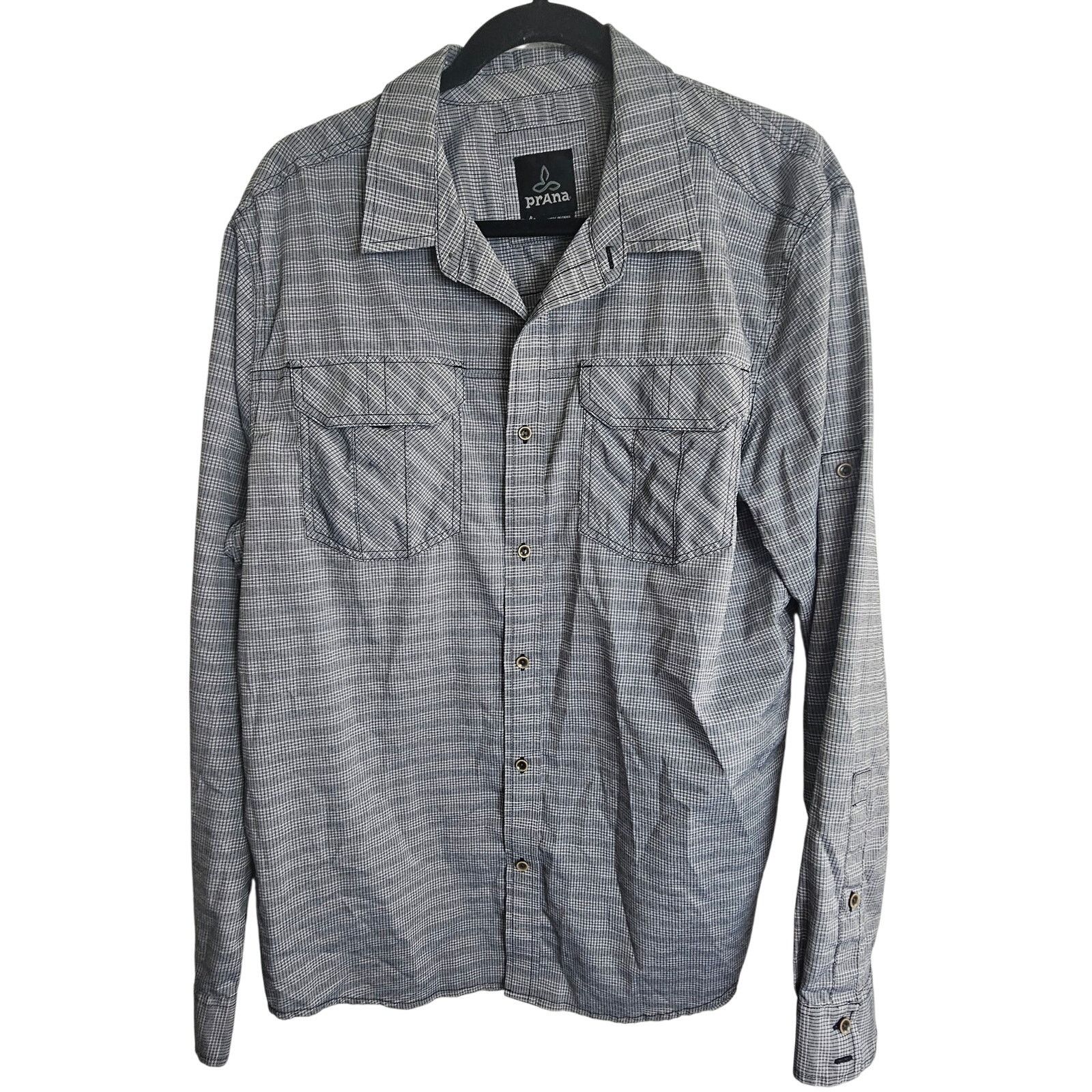 Prana Prana Mens Shirt Gray Outdoor Breathable Lightweight Check L Size US L / EU 52-54 / 3 - 1 Thumbnail