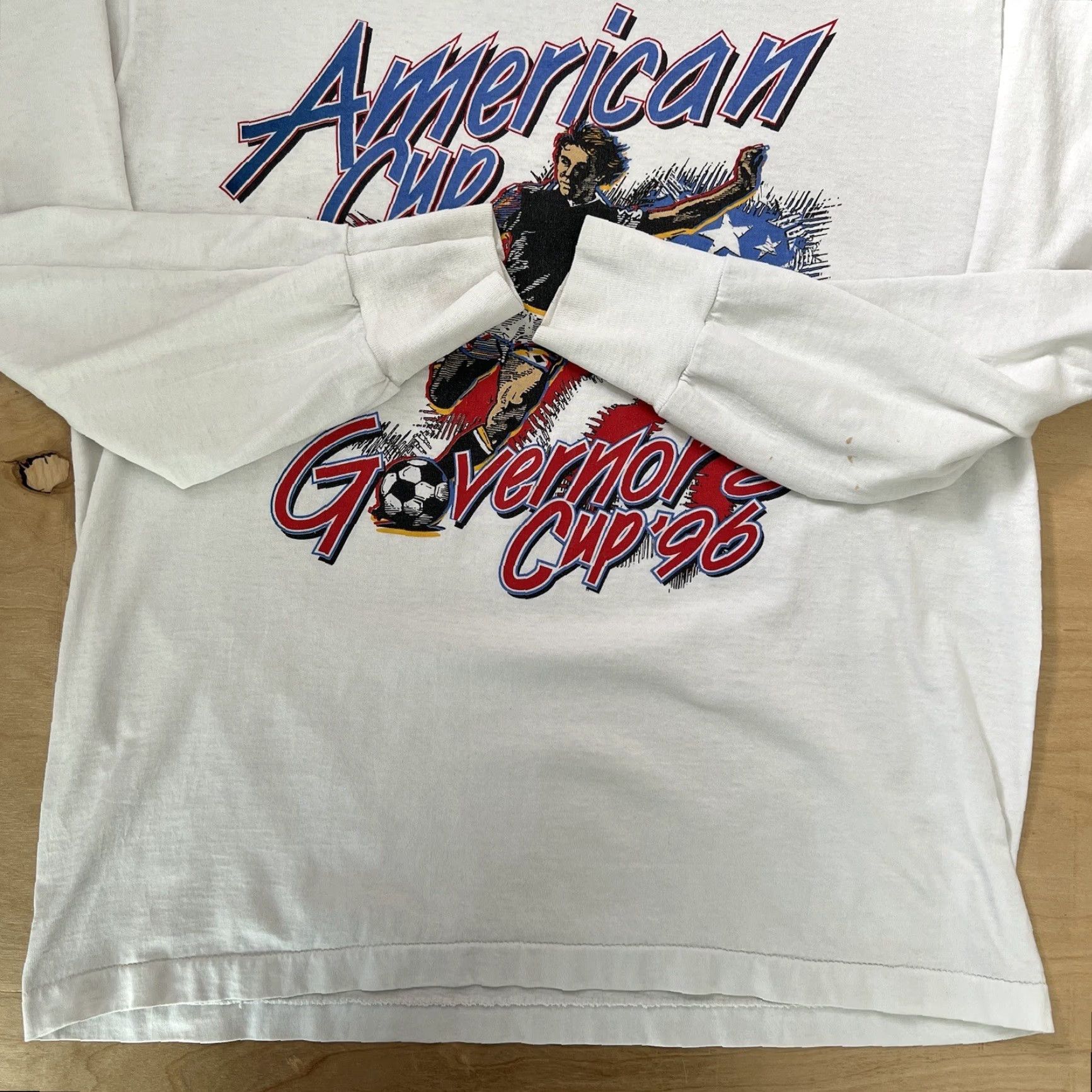 Vintage Vintage Governors American Soccer Cup Shirt L White 90s Football USA Men’s T-Shirt Size US L / EU 52-54 / 3 - 4 Thumbnail