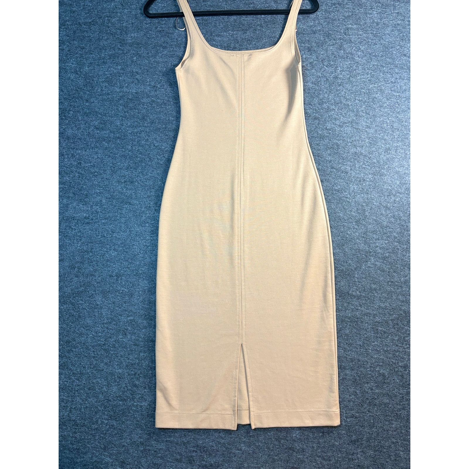 Zara Zara Trafaluc Beige Ribbed Midi Bodycon Dress Size S / US 4 / IT 40 - 2 Thumbnail