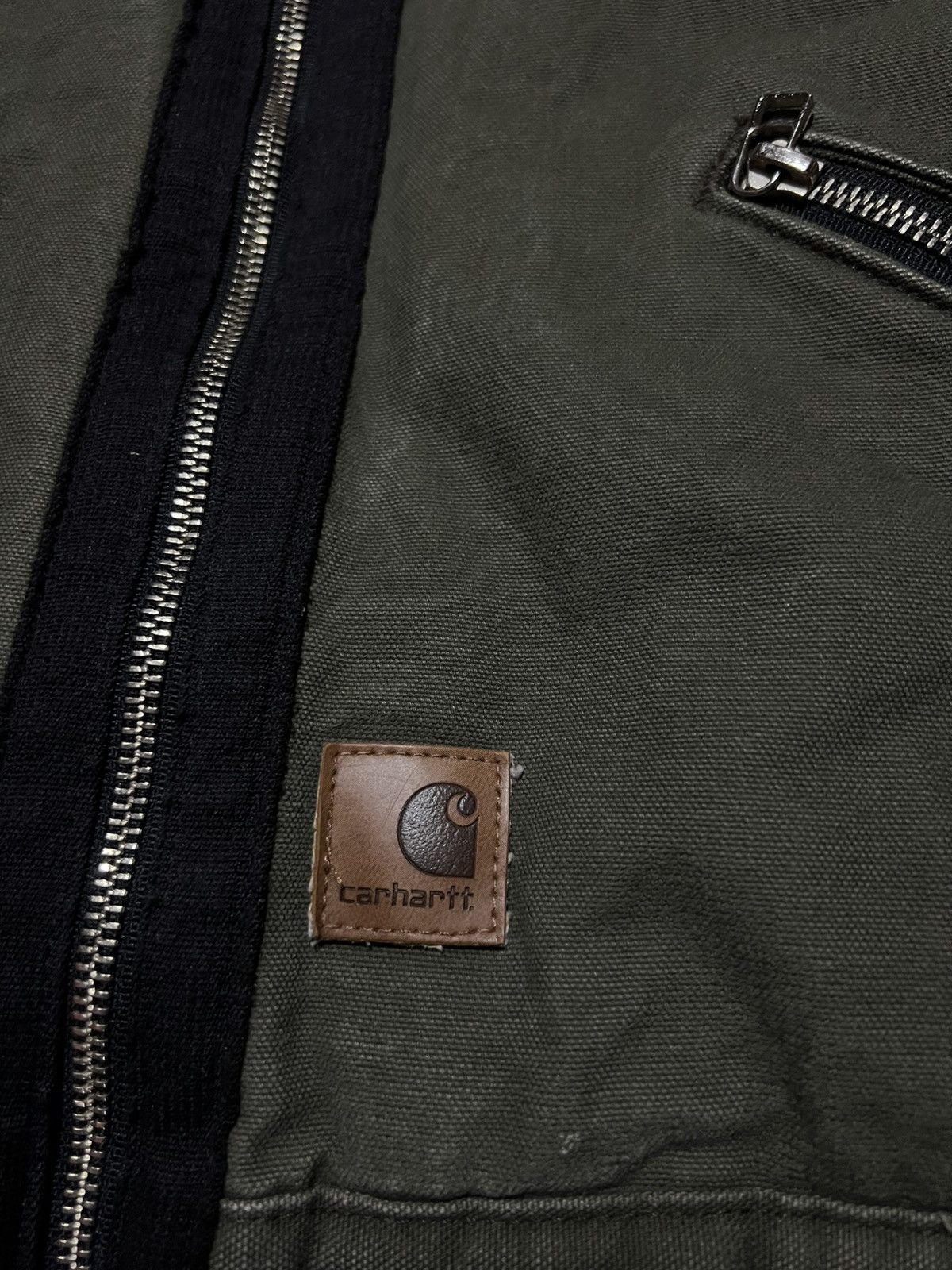 Carhartt Vintage 90s Carhartt Olive Detroit Jacket Streetwear Faded Size US L / EU 52-54 / 3 - 3 Thumbnail