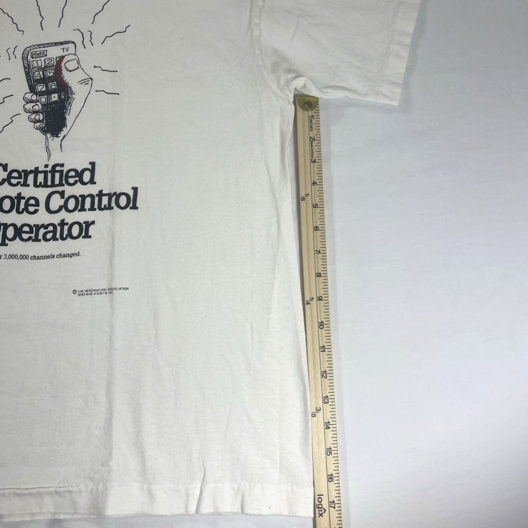 Fruit Of The Loom VINTAGE Fruit of the Loom T-Shirt L White Single Stitch Certified Remote Control Operator 90s Mens Shirt Size US L / EU 52-54 / 3 - 5 Thumbnail