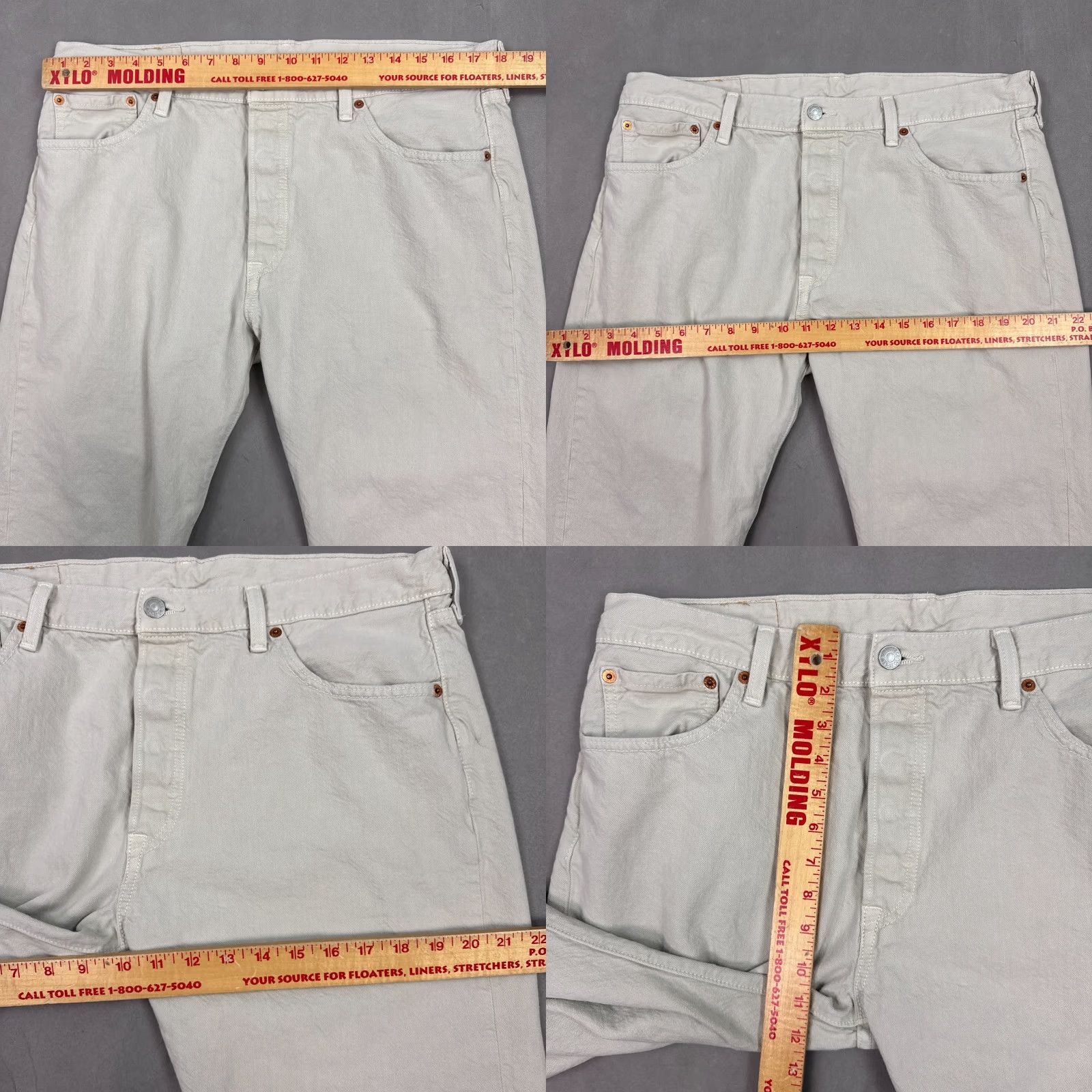 Levi's VINTAGE Levis 501 Jeans Mens 36x32 Beige Button Fly Denim Pants Faded Work Chore Office Size US 36 / EU 52 - 9 Thumbnail