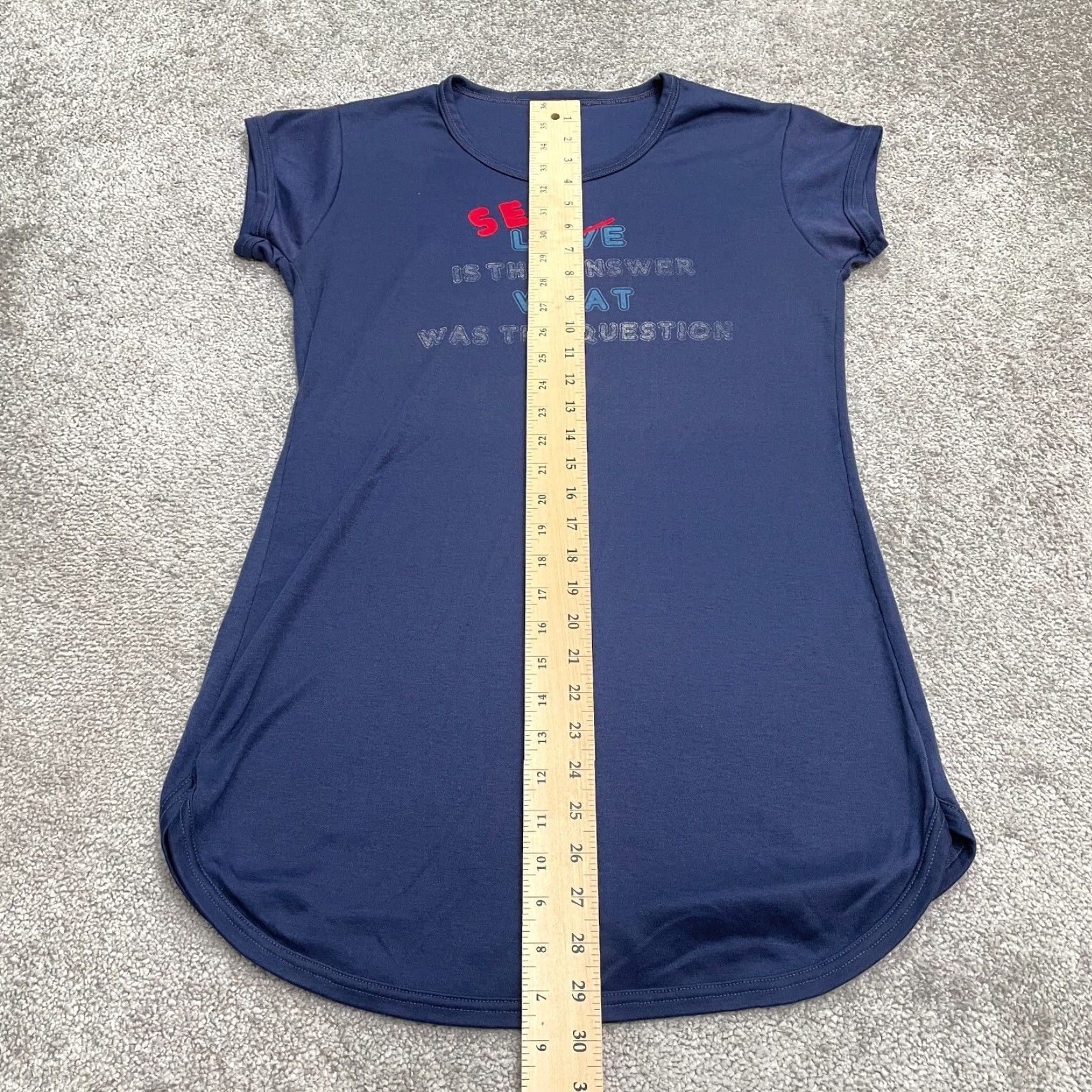 Vintage Unbranded Graphic Tunic T-Shirt Womens Small Navy Blue Crew Neck Casual Stretch Size S / US 4 / IT 40 - 5 Thumbnail