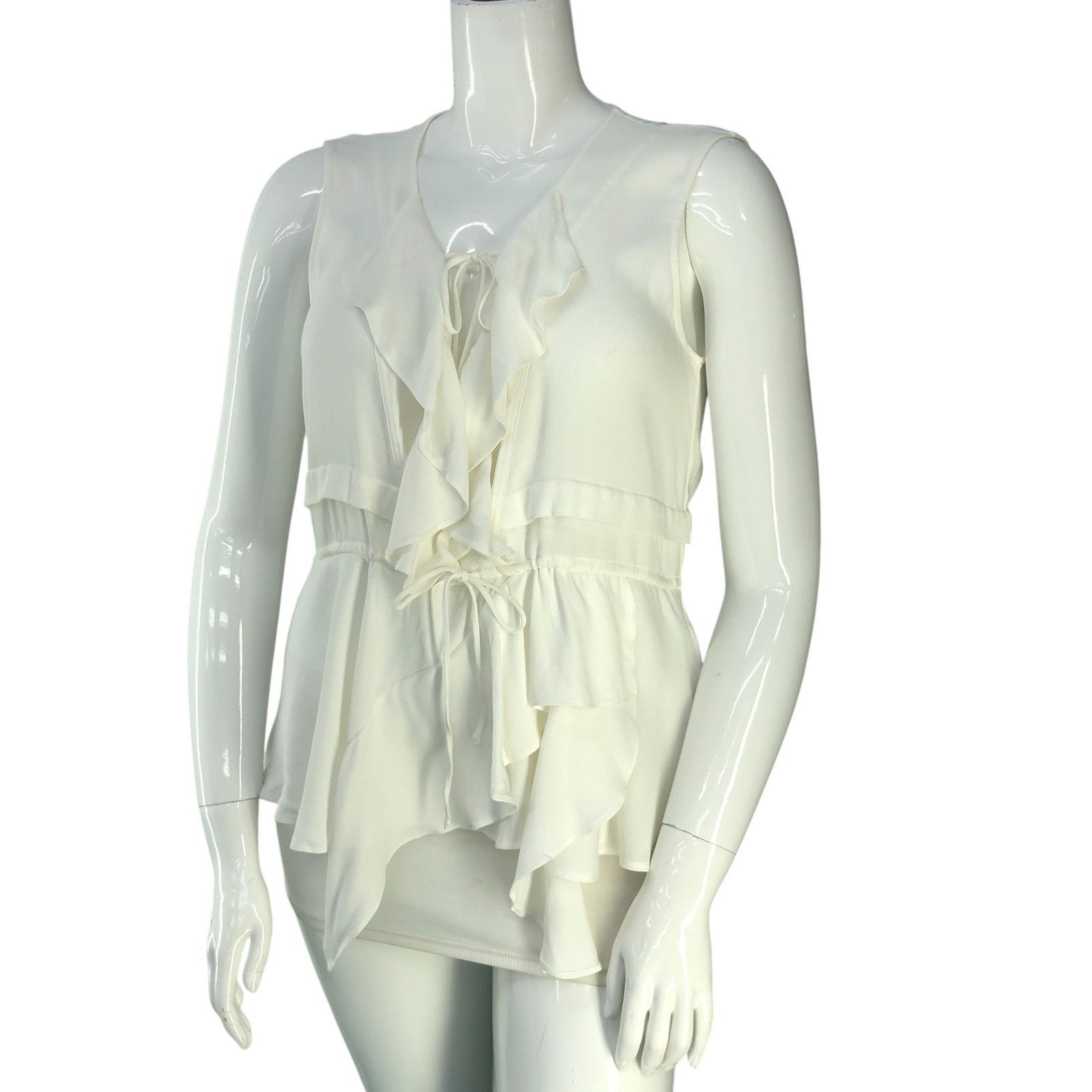 Iro IRO Size 42 Top Ruffle Front Sleeveless Blouse Tie Waist Size L / US 10 / IT 46 - 1 Thumbnail