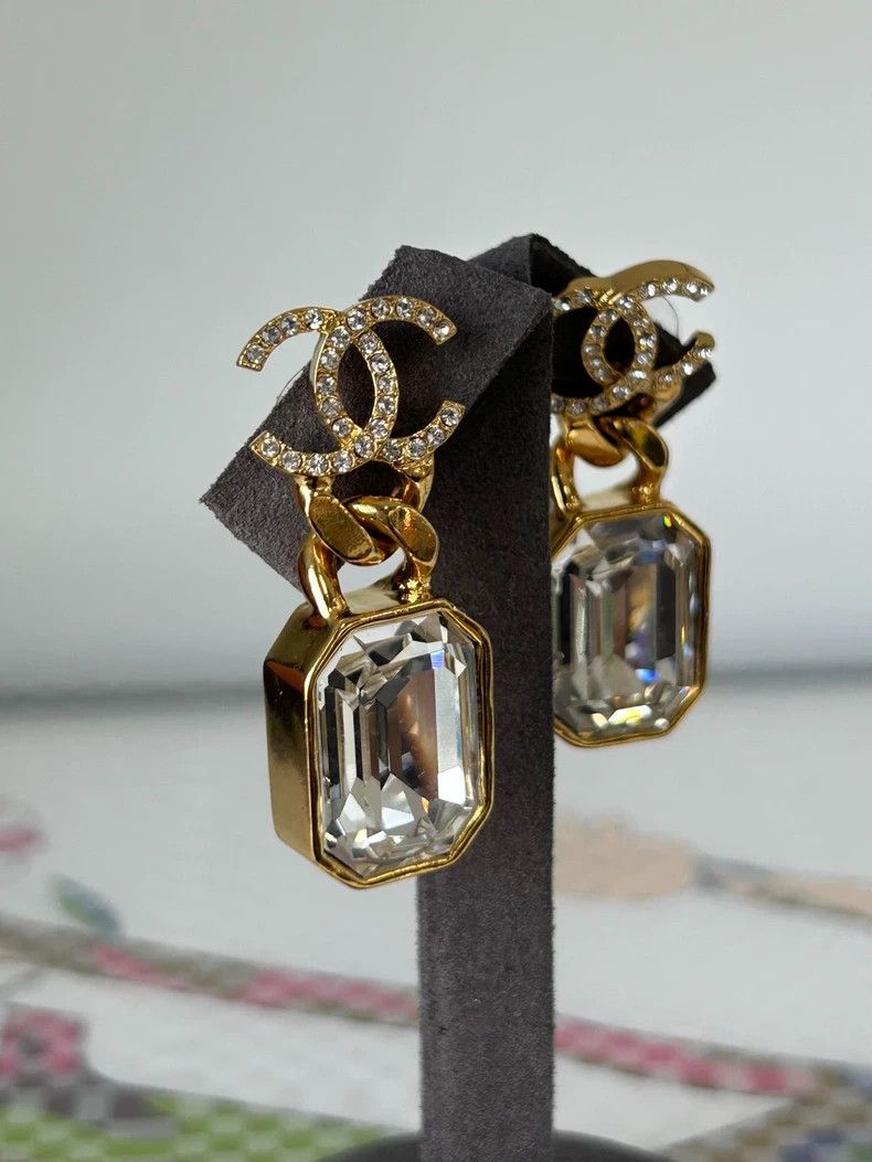 Chanel Chanel Double c square drill earrings Size ONE SIZE - 2 Thumbnail