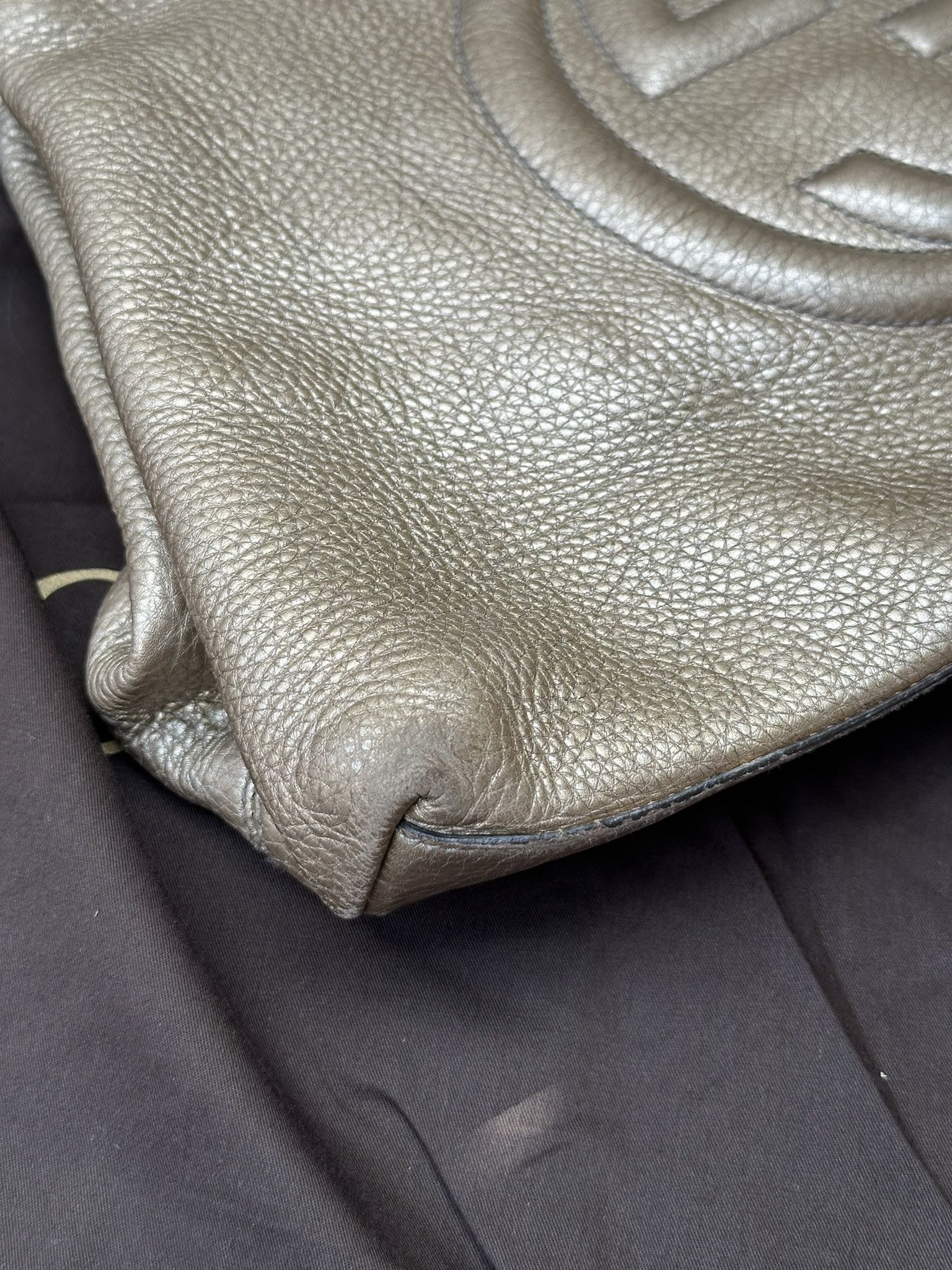 Gucci Gucci Soho Shoulder Bag Medium Pebbled Leather Gold Logo Size ONE SIZE - 3 Thumbnail