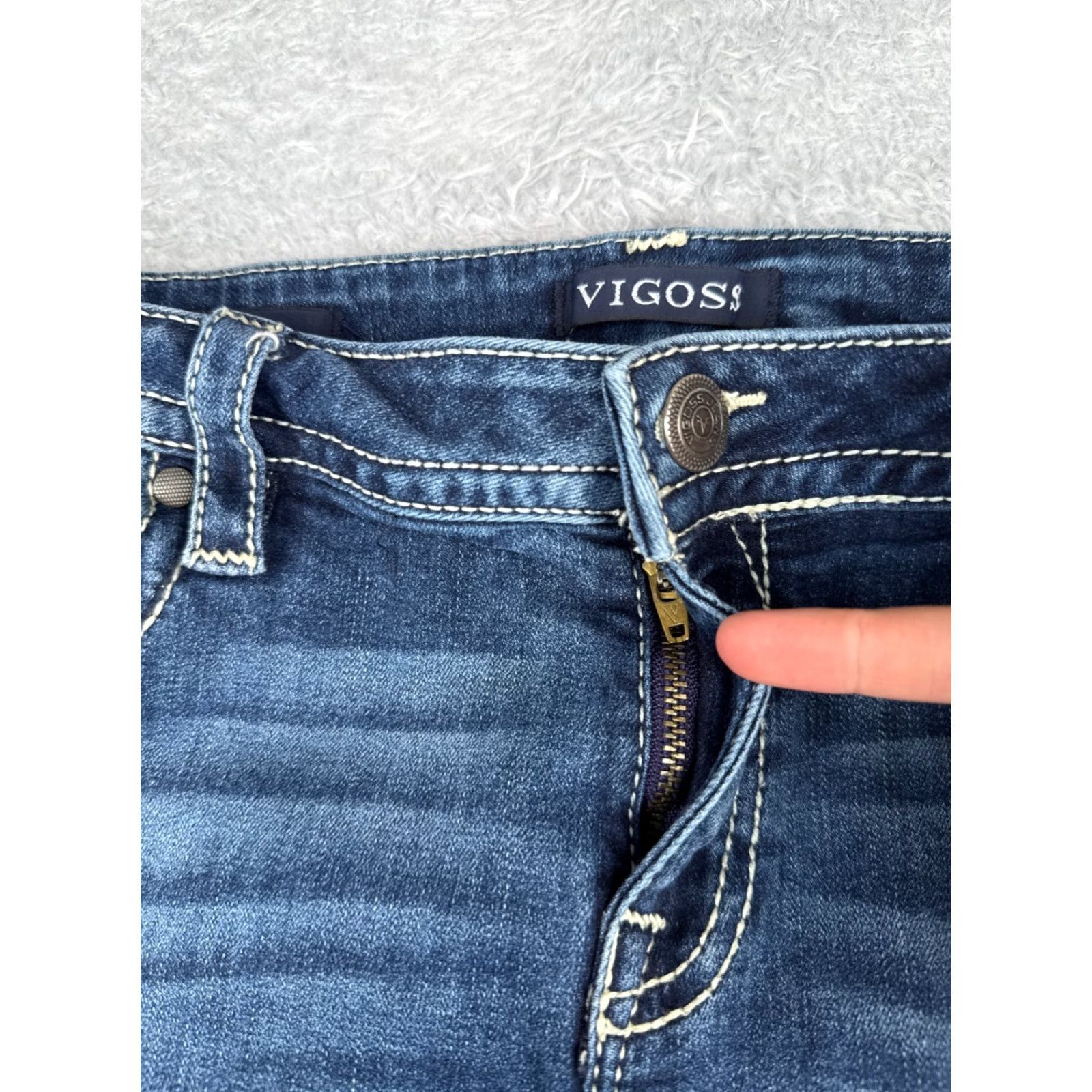 Vintage VIGOSS Jeans Womens 12 Blue Denim Carpi Embroidered Mid Rise Cotton Blend 32x21 Jeans Size 34" / US 12 / IT 48 - 5 Thumbnail