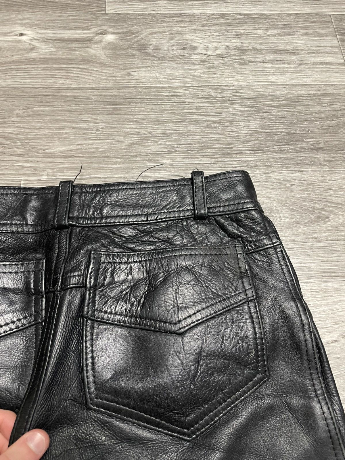 Genuine Leather Vintage Moto Real Leather Black Pants Size US 29 - 23 Thumbnail